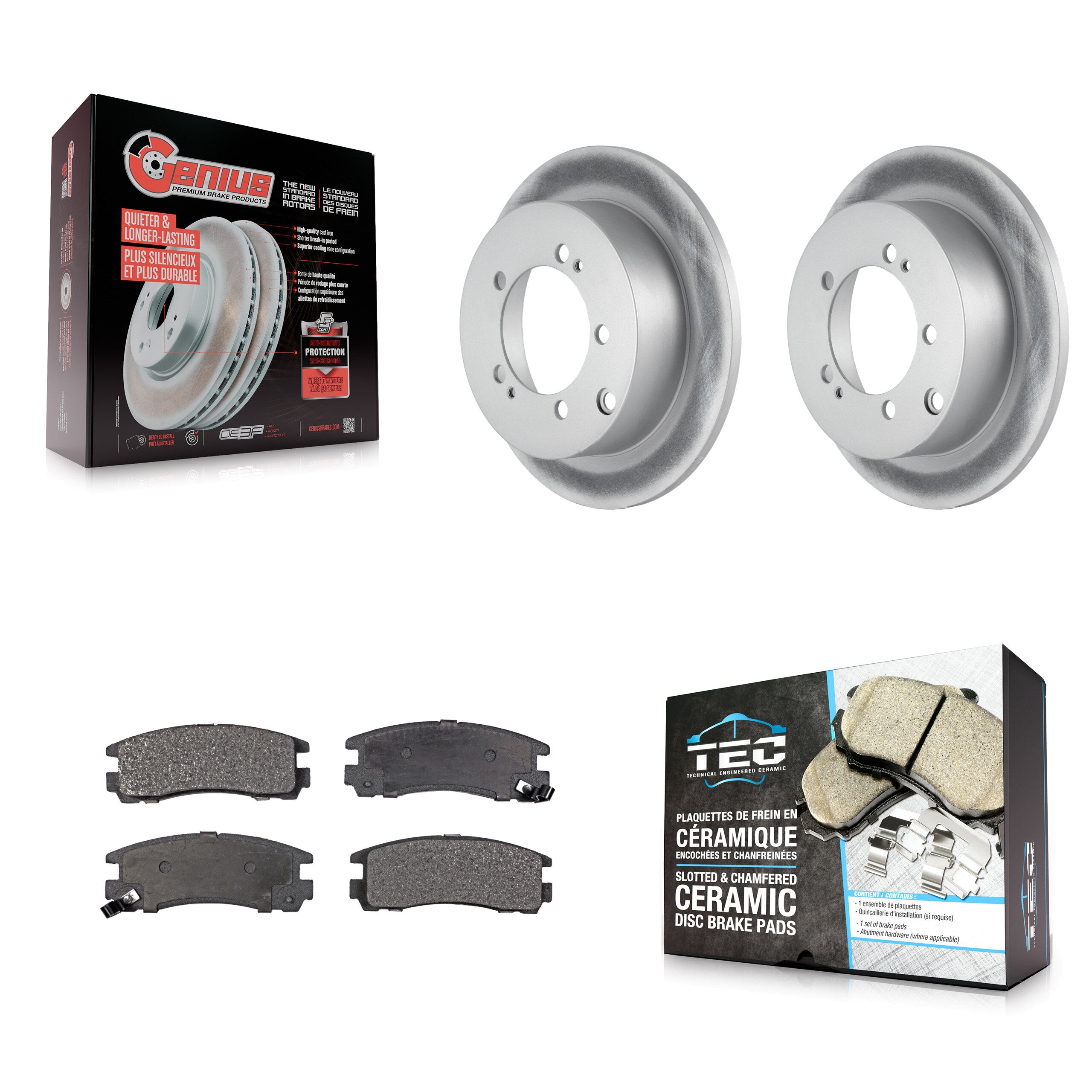 Rear Coat Brake Rotor Ceramic Pad Kit For Chrysler Sebring Mitsubishi Eclipse Eagle Talon KGT-101389