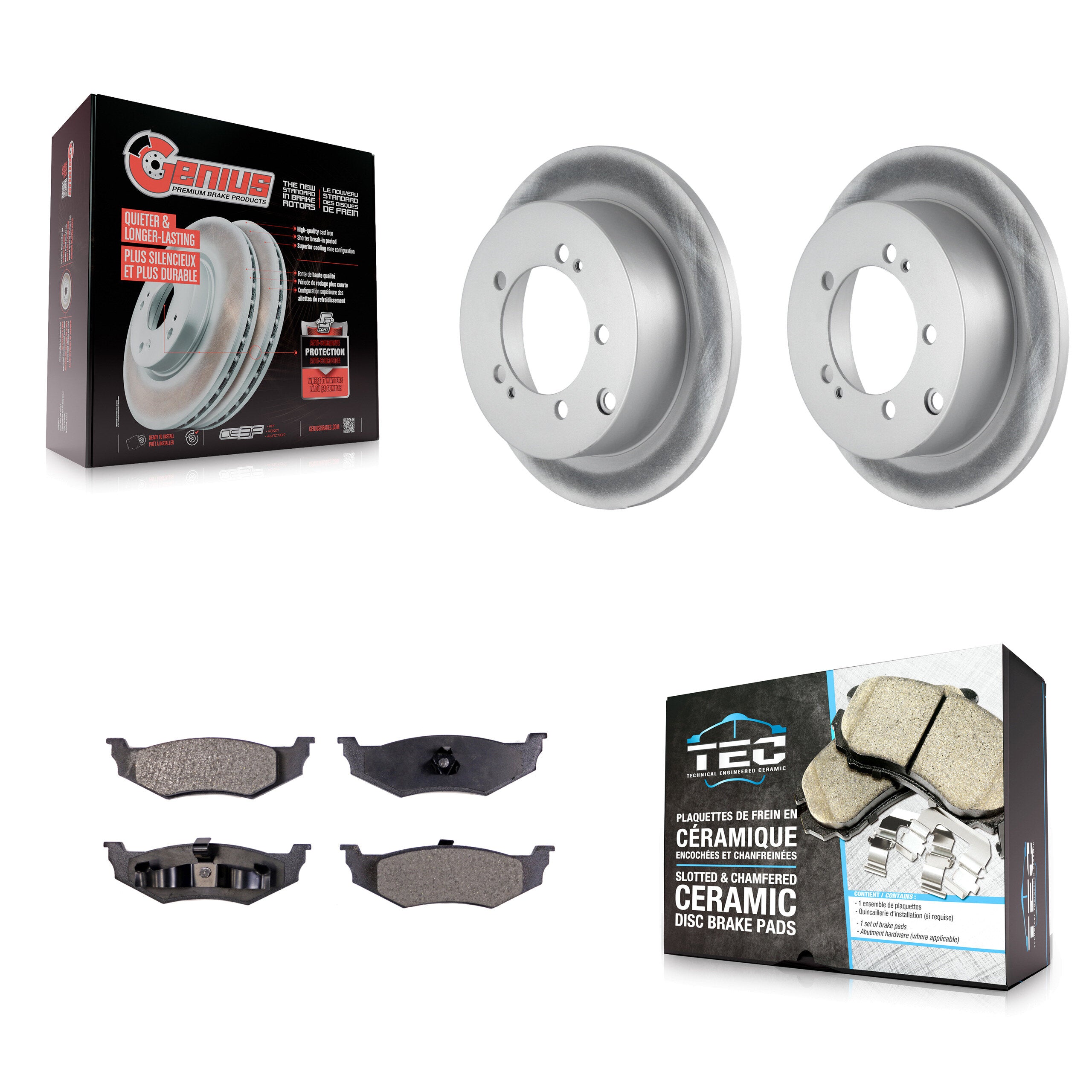 Rear Coat Disc Brake Rotor Ceramic Pad Kit For 2000 Dodge Stratus With 14" Factory Wheels KGT-101390