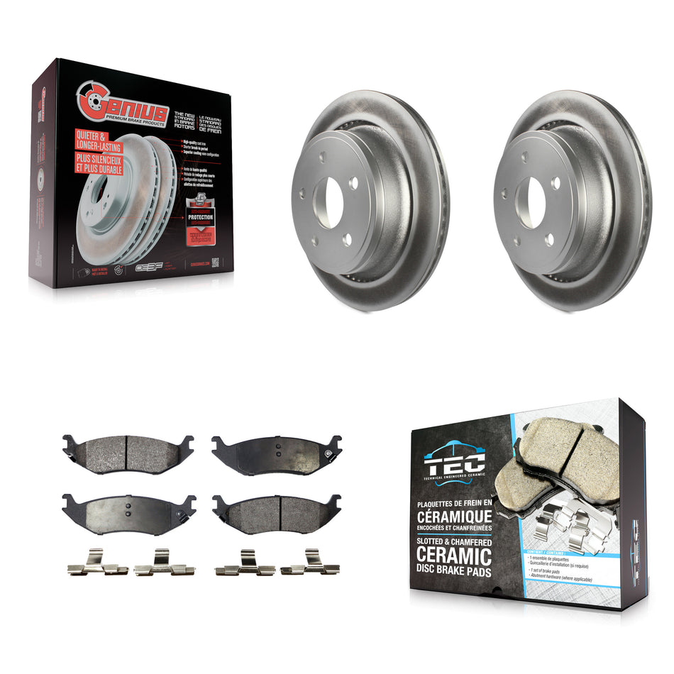 Rear Coated Disc Brake Rotors And Ceramic Pads Kit For Dodge Ram 1500 KGT-101393