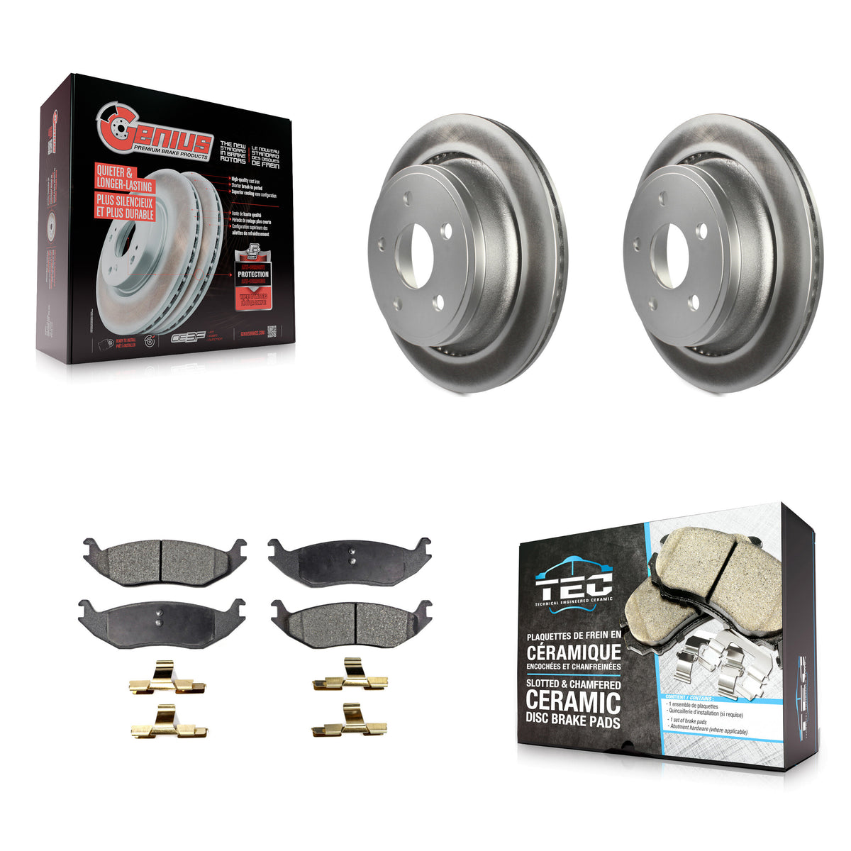 Rear Coated Brake Rotor Ceramic Pad Kit For Ram 1500 Classic Dodge Durango Chrysler Aspen KGT-101394