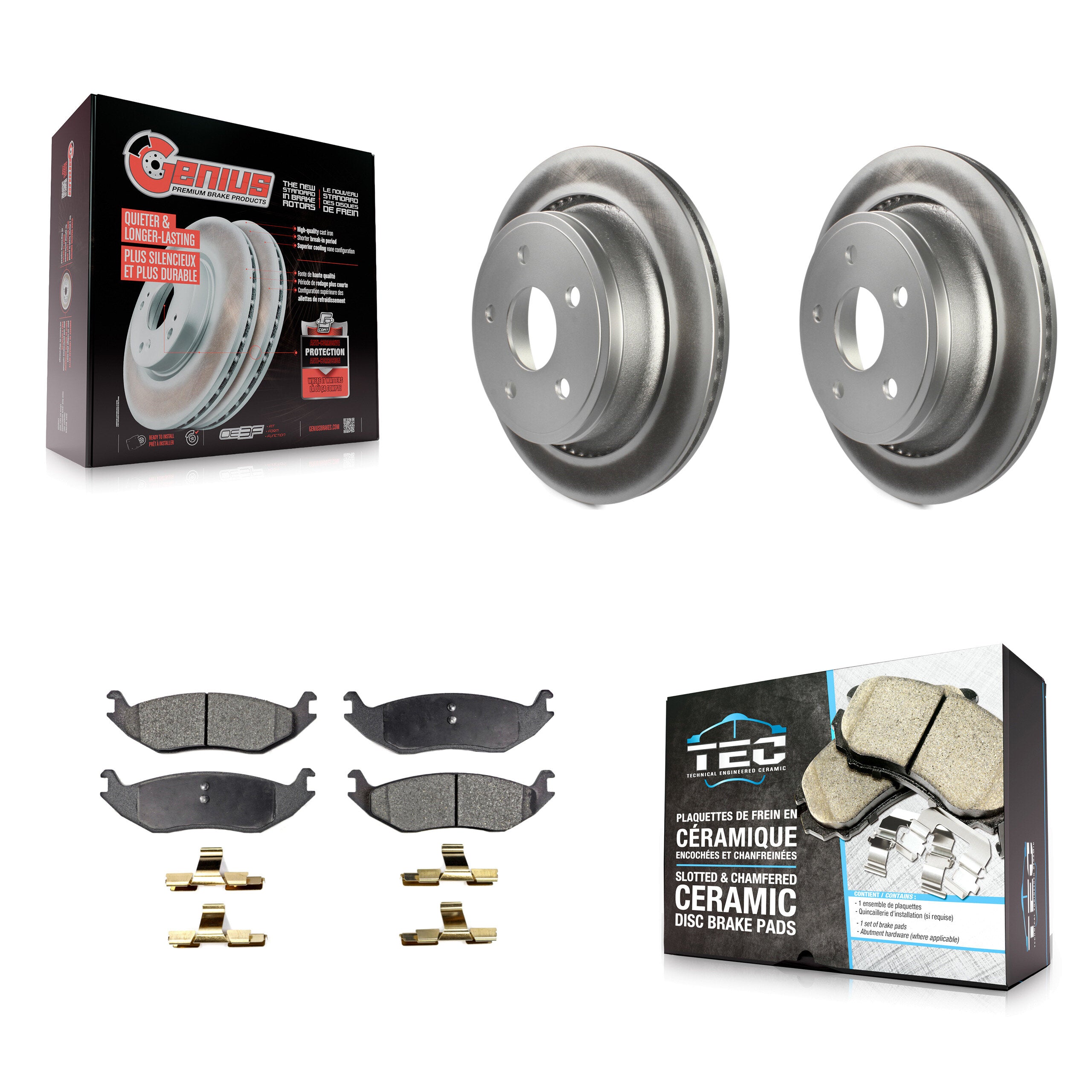 Rear Coated Brake Rotor Ceramic Pad Kit For Ram 1500 Classic Dodge Durango Chrysler Aspen KGT-101394