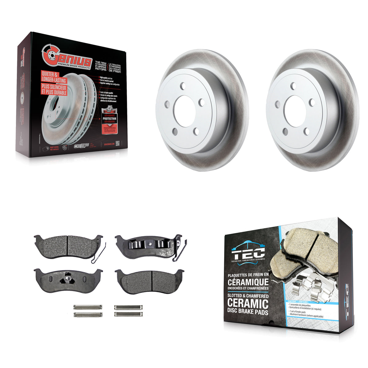 Rear Coated Disc Brake Rotors And Ceramic Pads Kit For Jeep Liberty Wrangler TJ KGT-101395