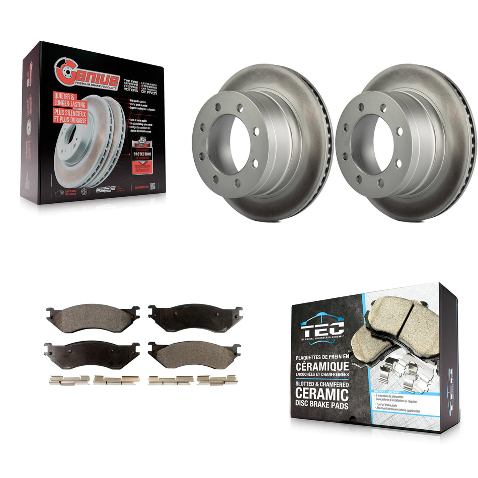 Rear Coated Disc Brake Rotors And Ceramic Pads Kit For Dodge Ram 1500 3500 2500 KGT-101396