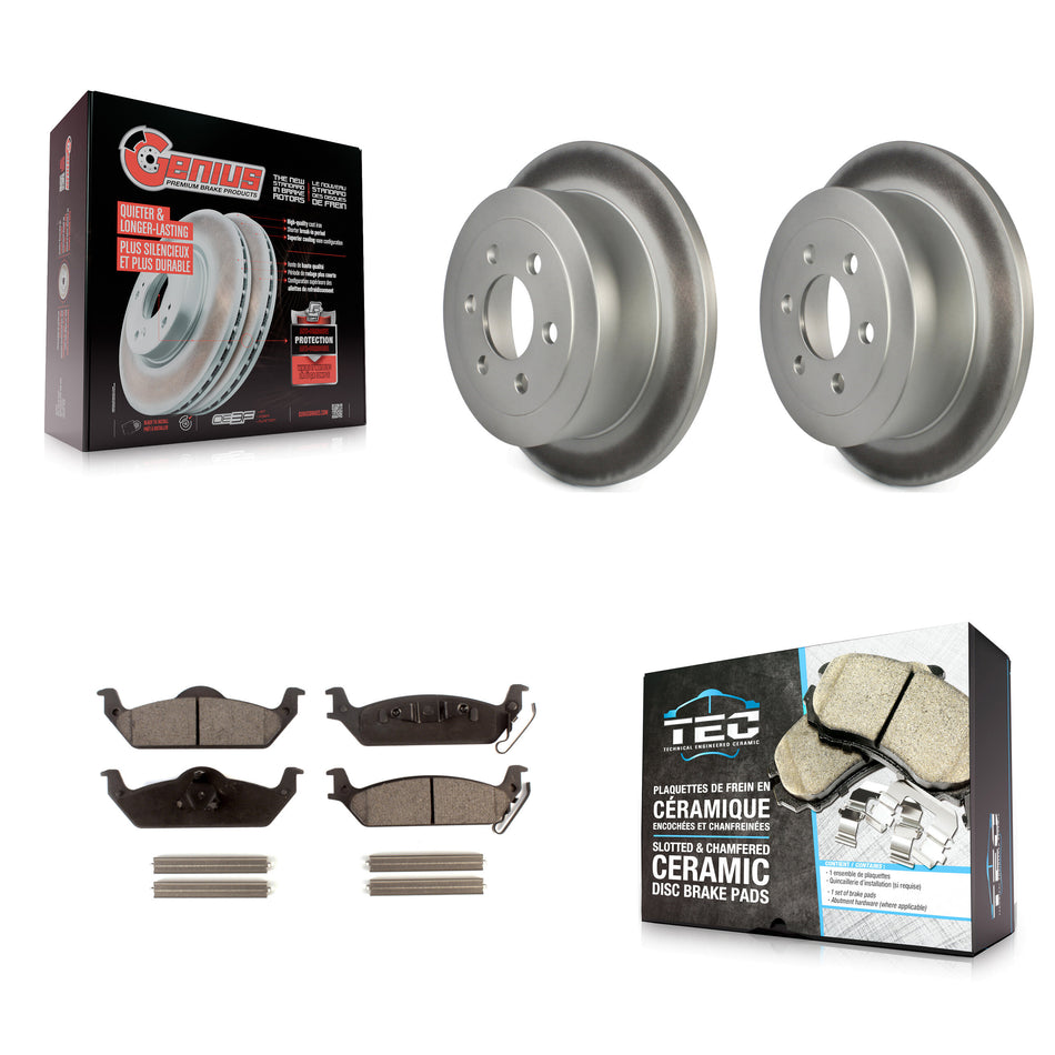 Rear Coated Disc Brake Rotors And Ceramic Pads Kit For 2003-2004 Dodge Dakota KGT-101397