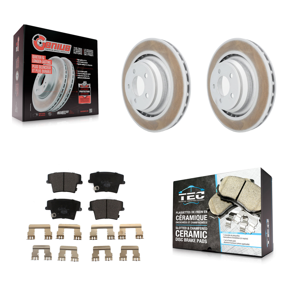 Rear Coat Disc Brake Rotor Ceramic Pad Kit For 2015 Dodge Charger R T Scat Pack with 6.4L KGT-101403