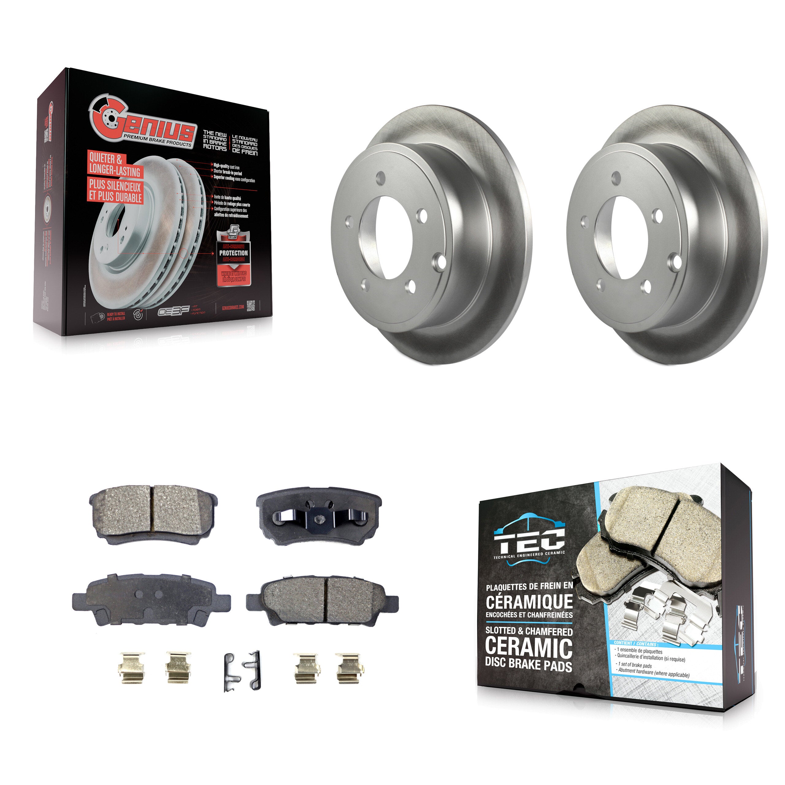 Rear Coated Brake Rotor Ceramic Pad Kit For Jeep Mitsubishi Lancer Patriot Dodge Chrysler KGT-101405