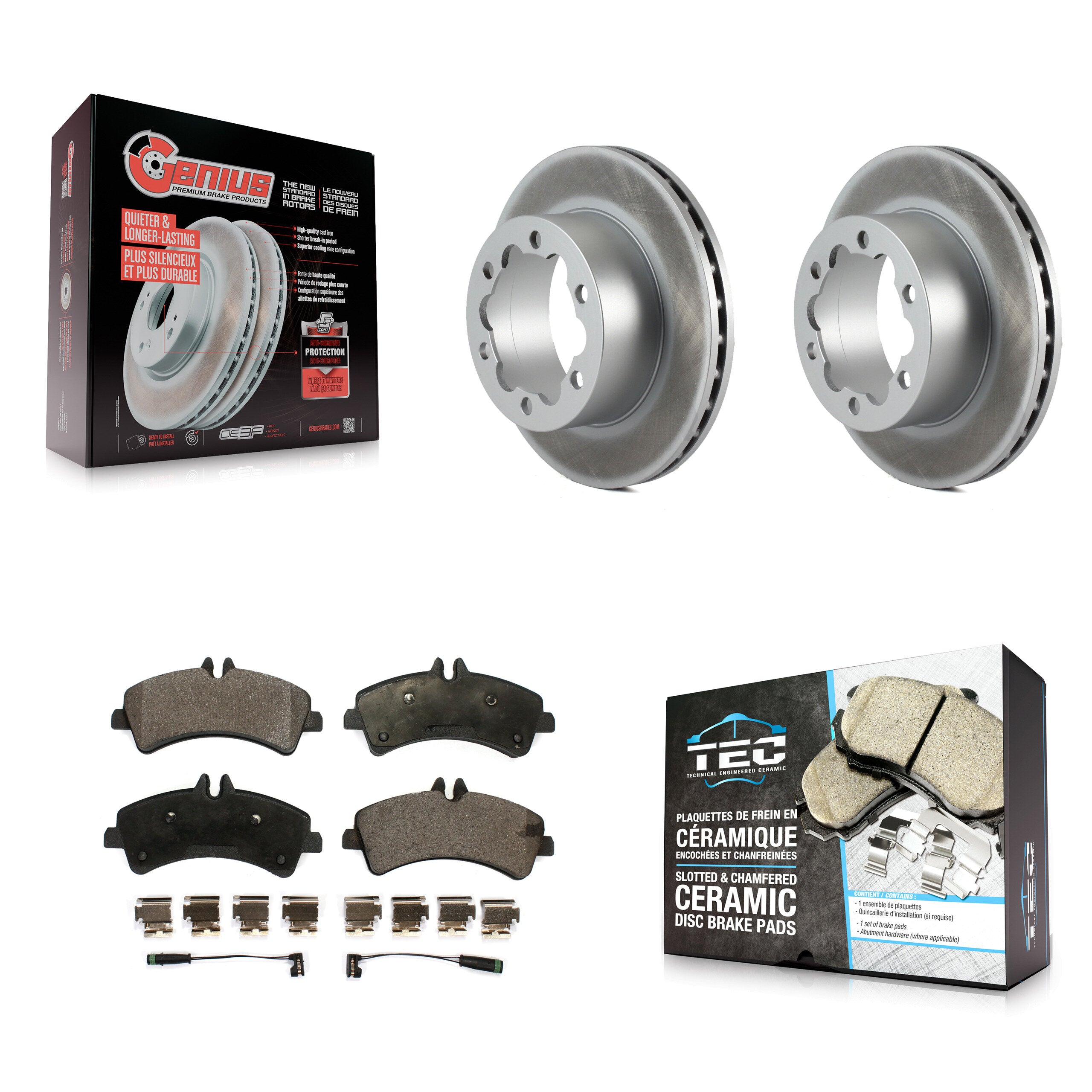 Rear Coat Brake Rotors Ceramic Pad Kit For Sprinter 3500 Mercedes-Benz Dodge Freightliner KGT-101411
