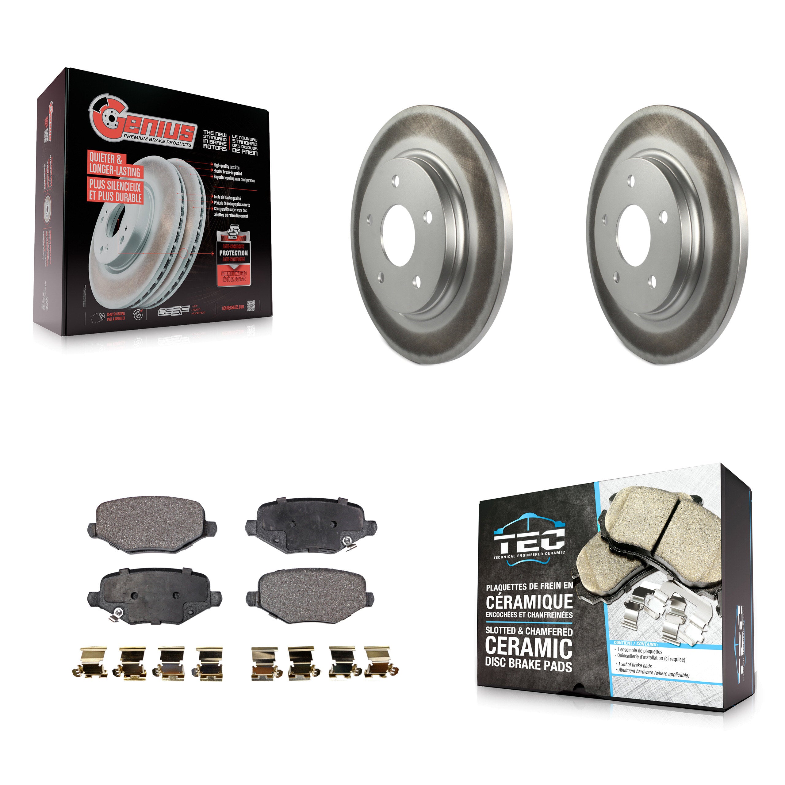 Rear Coat Brake Rotor Ceramic Pad Kit For Dodge Grand Caravan Chrysler Town & Country Ram KGT-101416