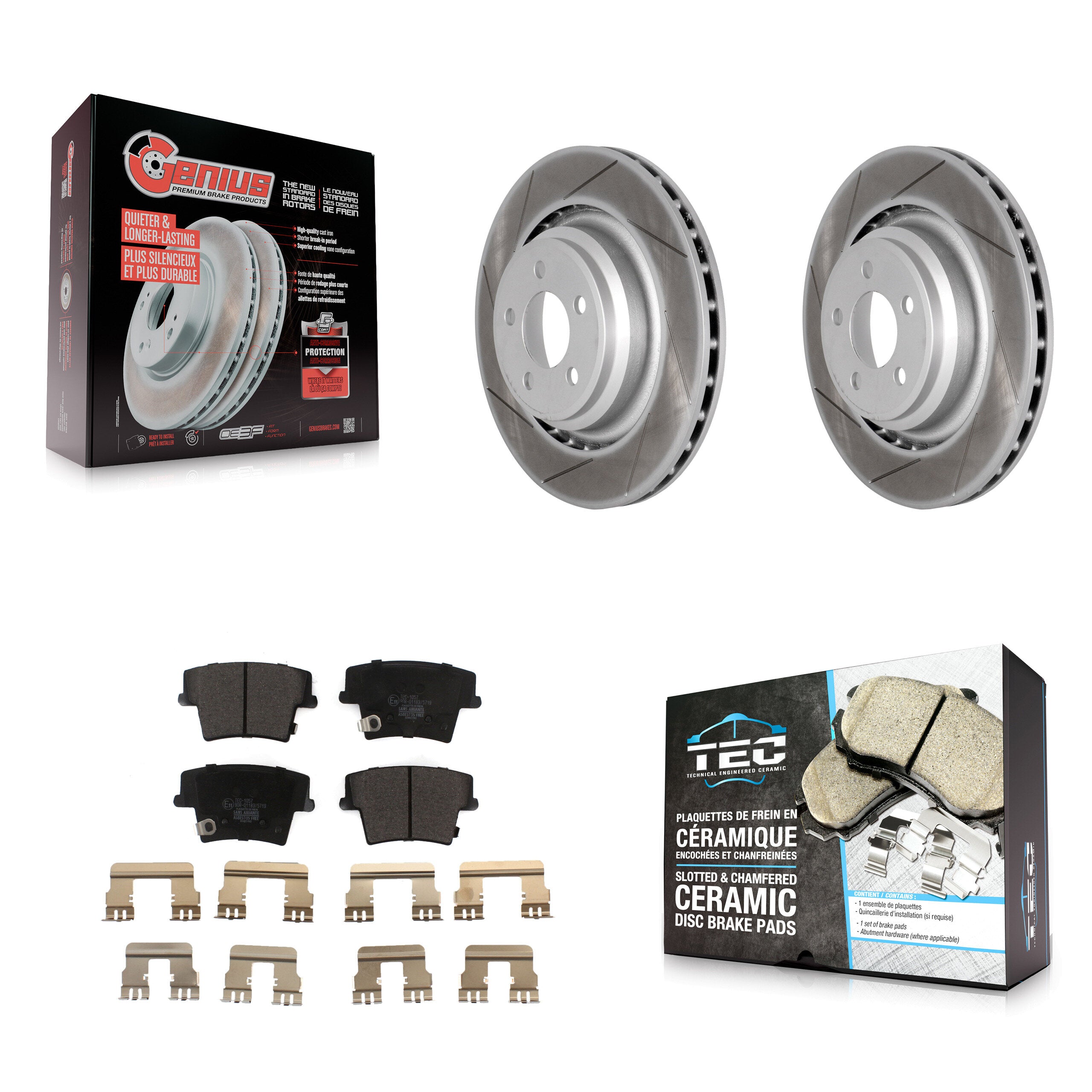 Rear Coat Disc Brake Rotor Ceramic Pad Kit For 2015 Dodge Charger R T Scat Pack with 6.4L KGT-101418