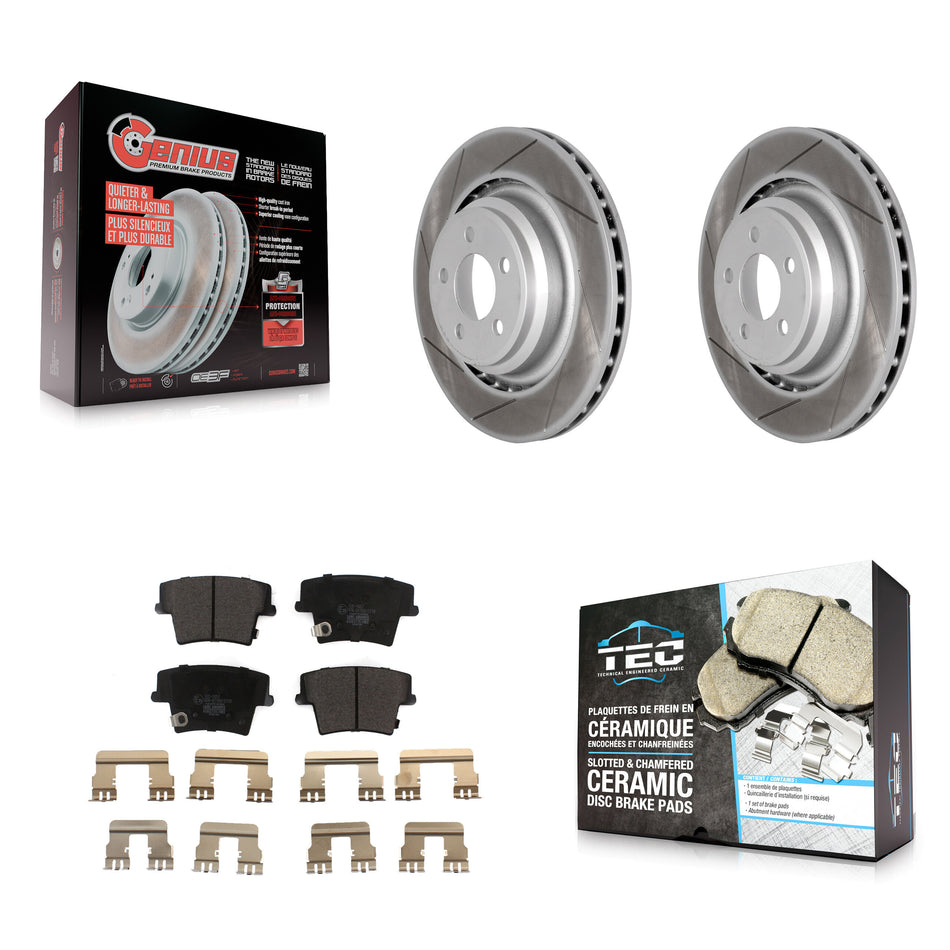Rear Coat Disc Brake Rotor Ceramic Pad Kit For 2015 Dodge Charger R T Scat Pack with 6.4L KGT-101418