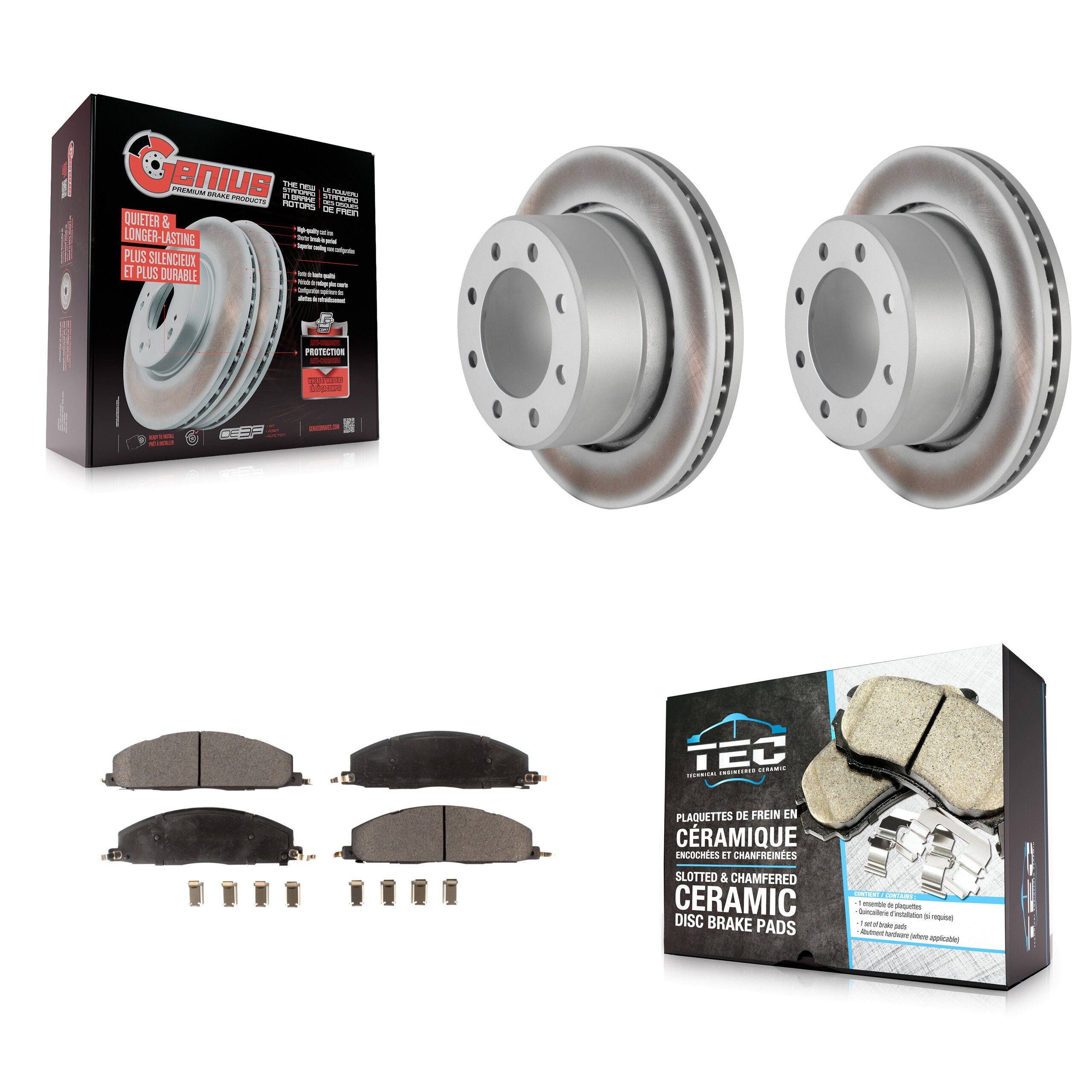 Rear Coated Disc Brake Rotors And Ceramic Pads Kit For Ram 3500 2500 1500 Dodge KGT-101419