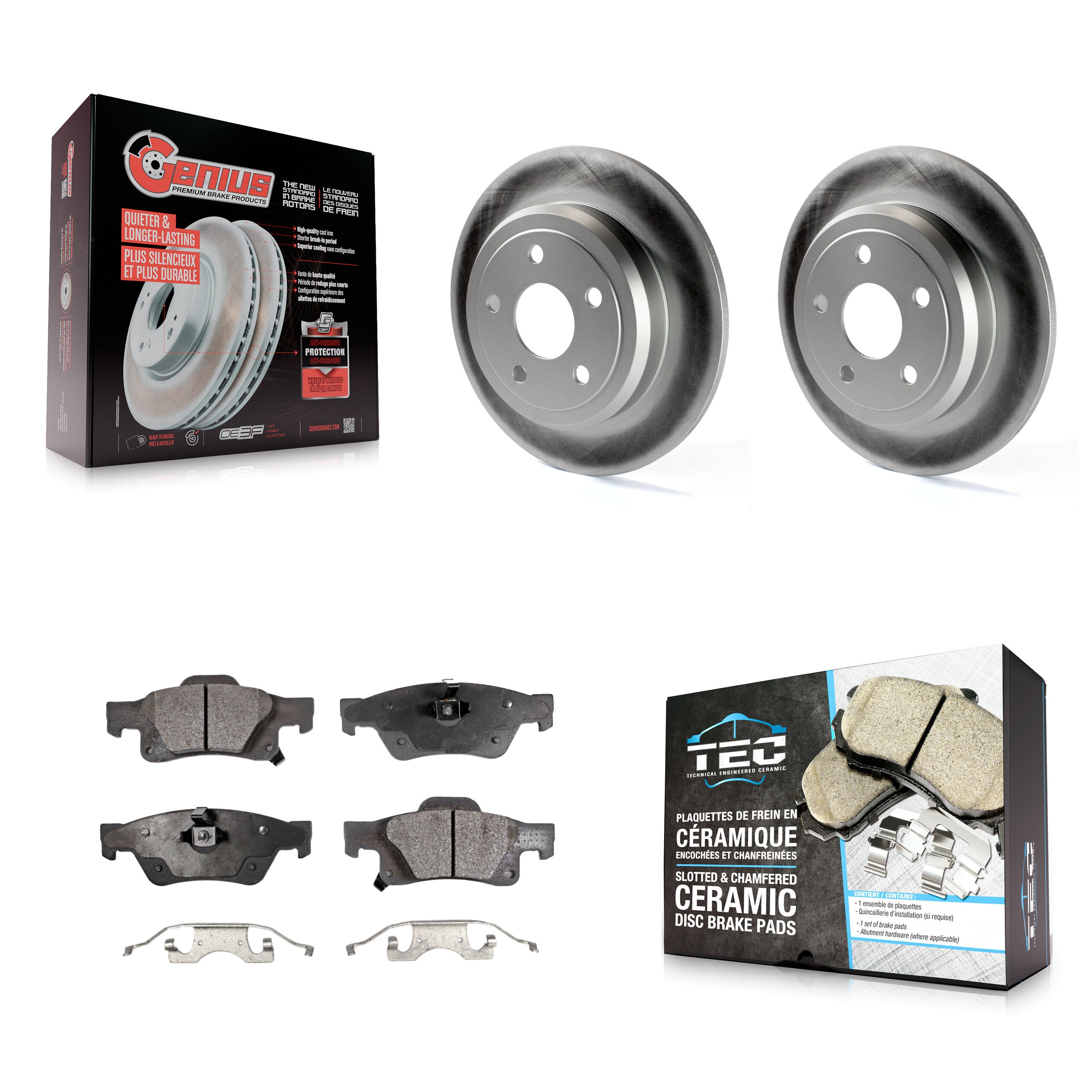 Rear Coated Disc Brake Rotors And Ceramic Pads Kit For Dodge Durango Jeep Grand Cherokee KGT-101420