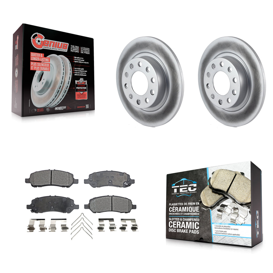 Rear Coated Disc Brake Rotors And Ceramic Pads Kit For 2013-2016 Dodge Dart KGT-101423