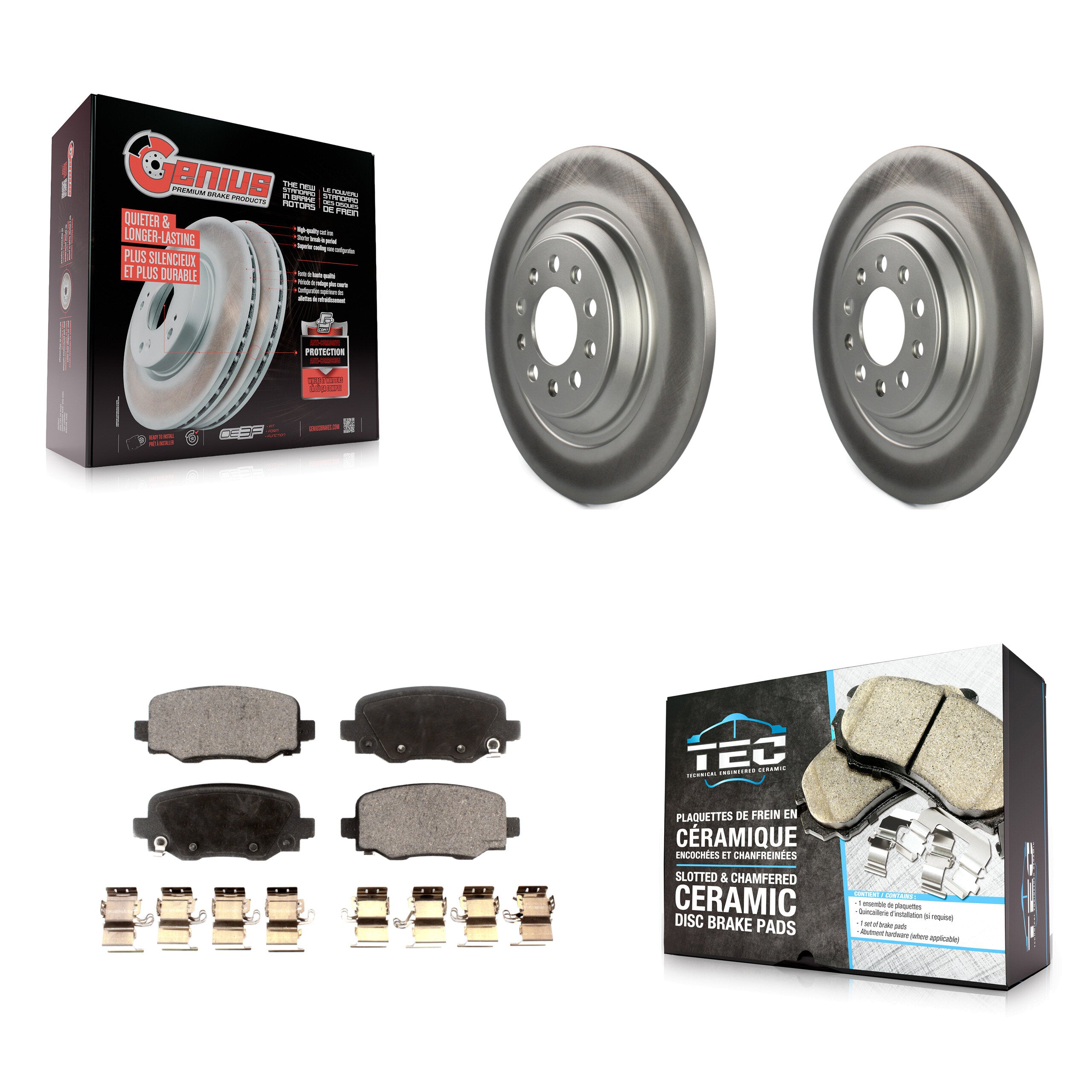 Rear Coated Brake Rotors Ceramic Pad Kit For Jeep Cherokee With Dual Piston Front Caliper KGT-101425