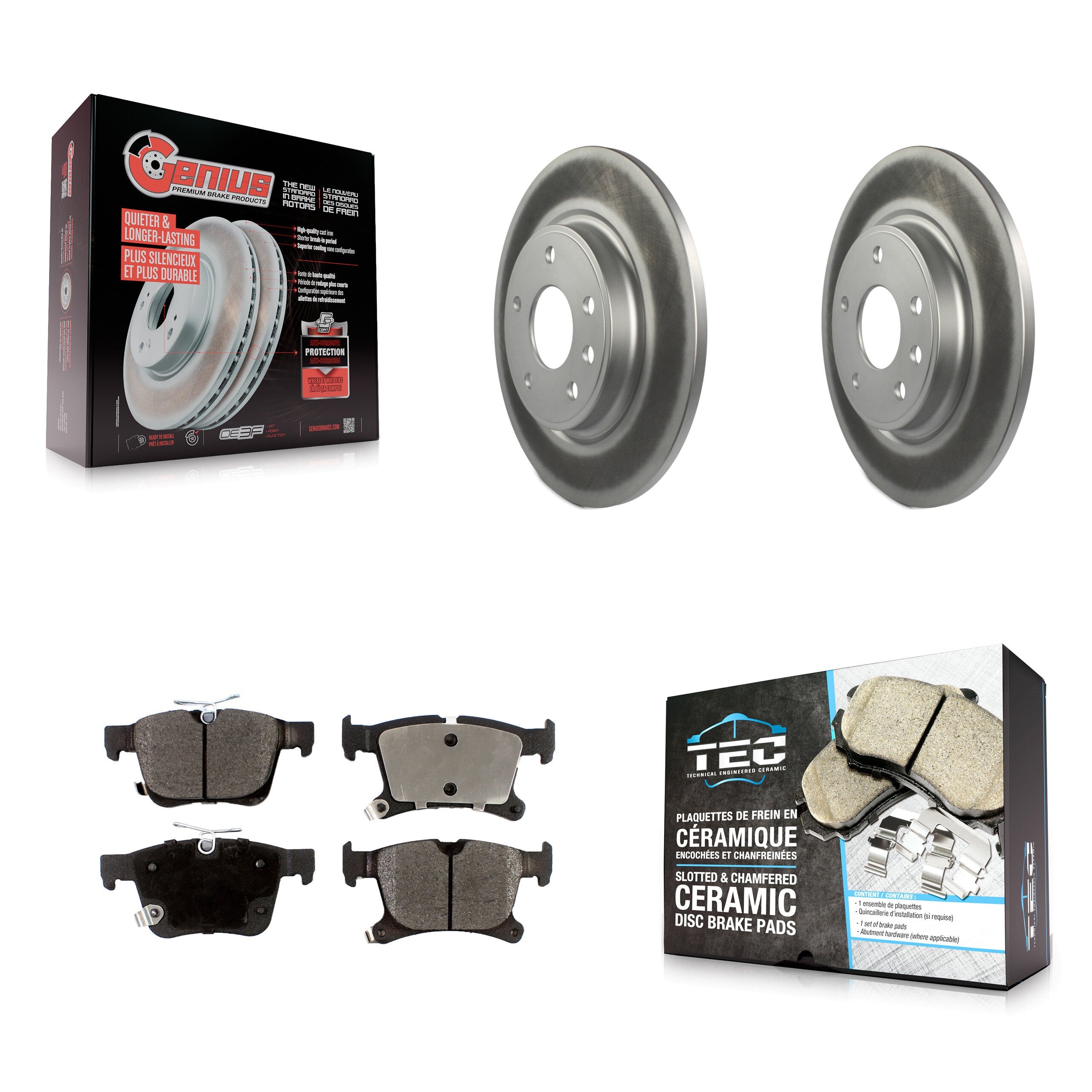 Rear Coated Disc Brake Rotors Ceramic Pad Kit For Chrysler Pacifica Grand Caravan Voyager KGT-101426