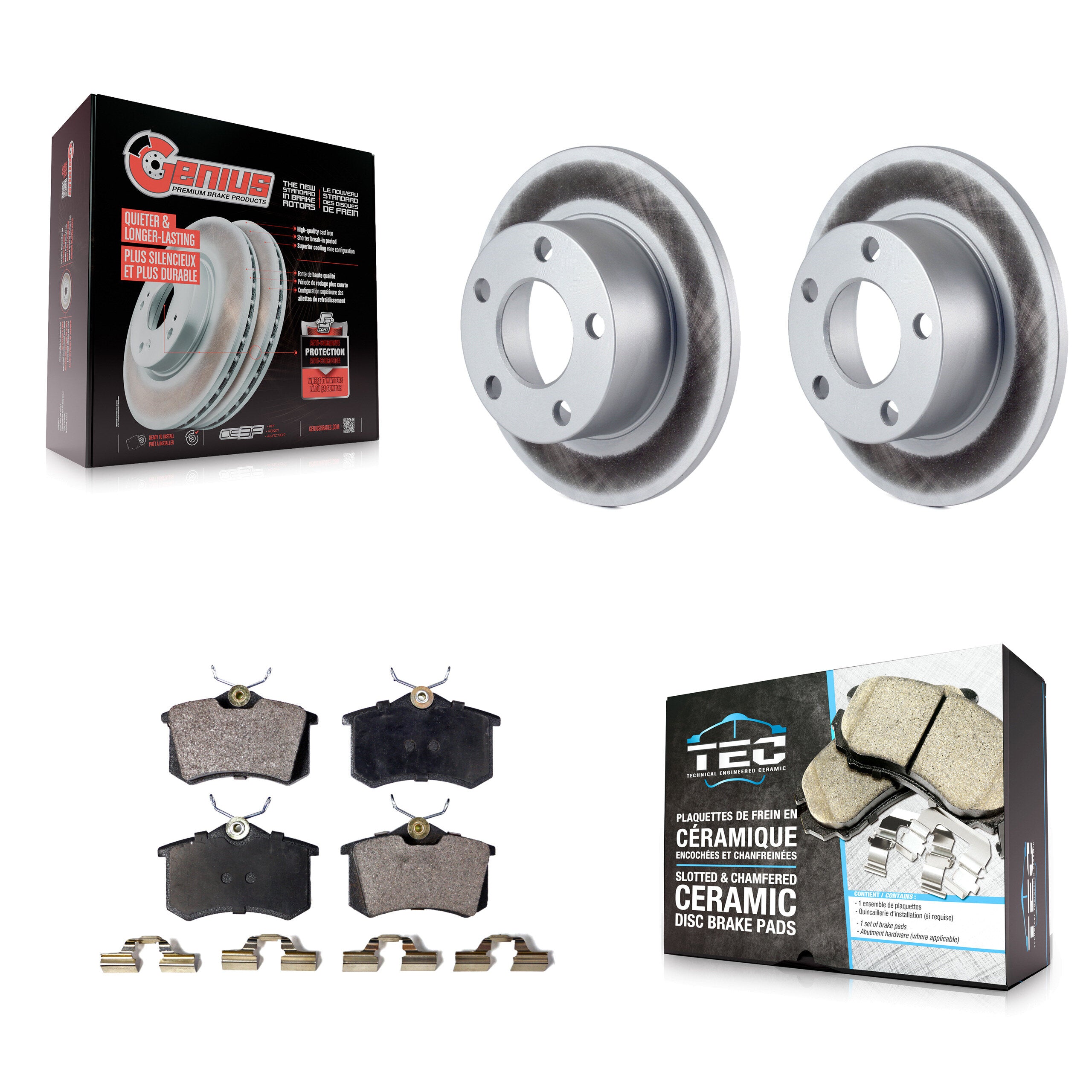 Rear Coated Disc Brake Rotors And Ceramic Pads Kit For Volkswagen Passat Audi A6 KGT-101437