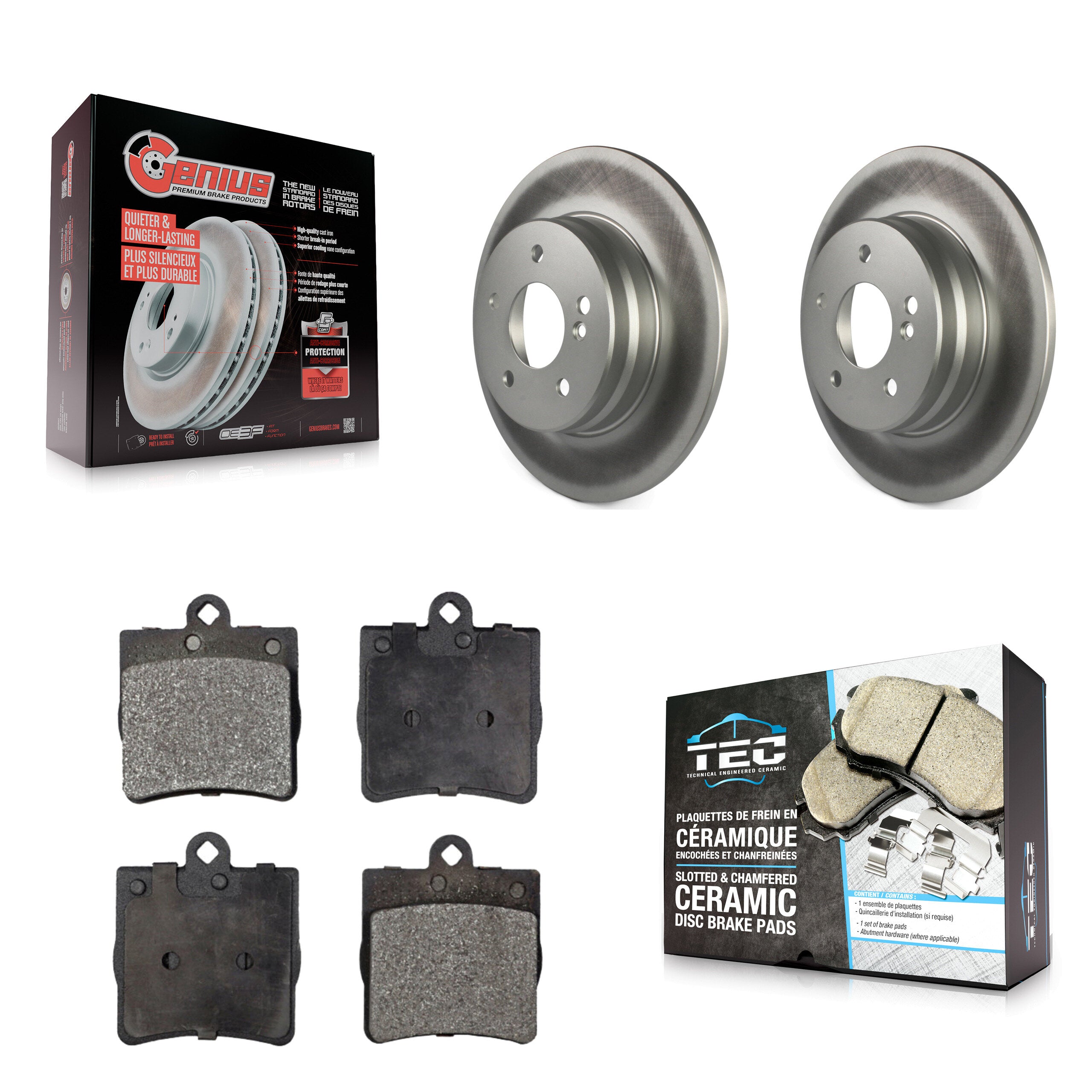 Rear Coated Brake Rotor Ceramic Pad Kit For 07-08 Mercedes-Benz SLK280 With Sport Package KGT-101447