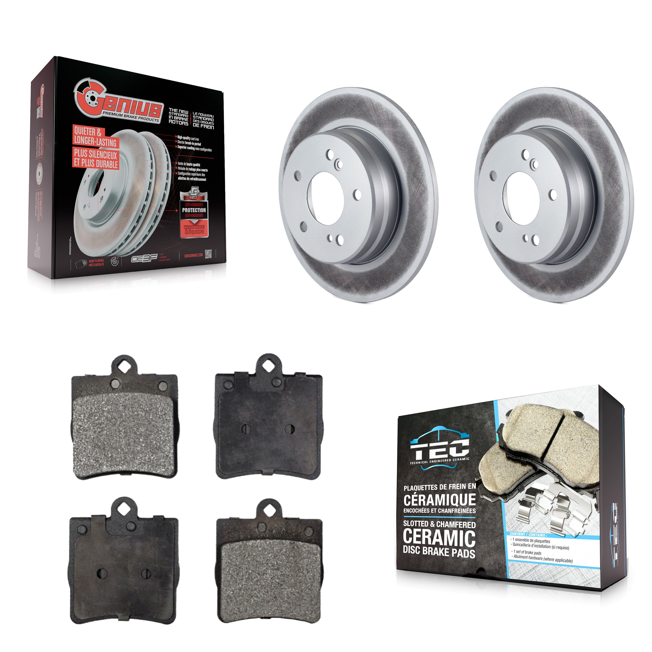 Rear Coat Brake Rotor Ceramic Pad Kit For Mercedes-Benz C230 Chrysler Crossfire C240 C280 KGT-101449
