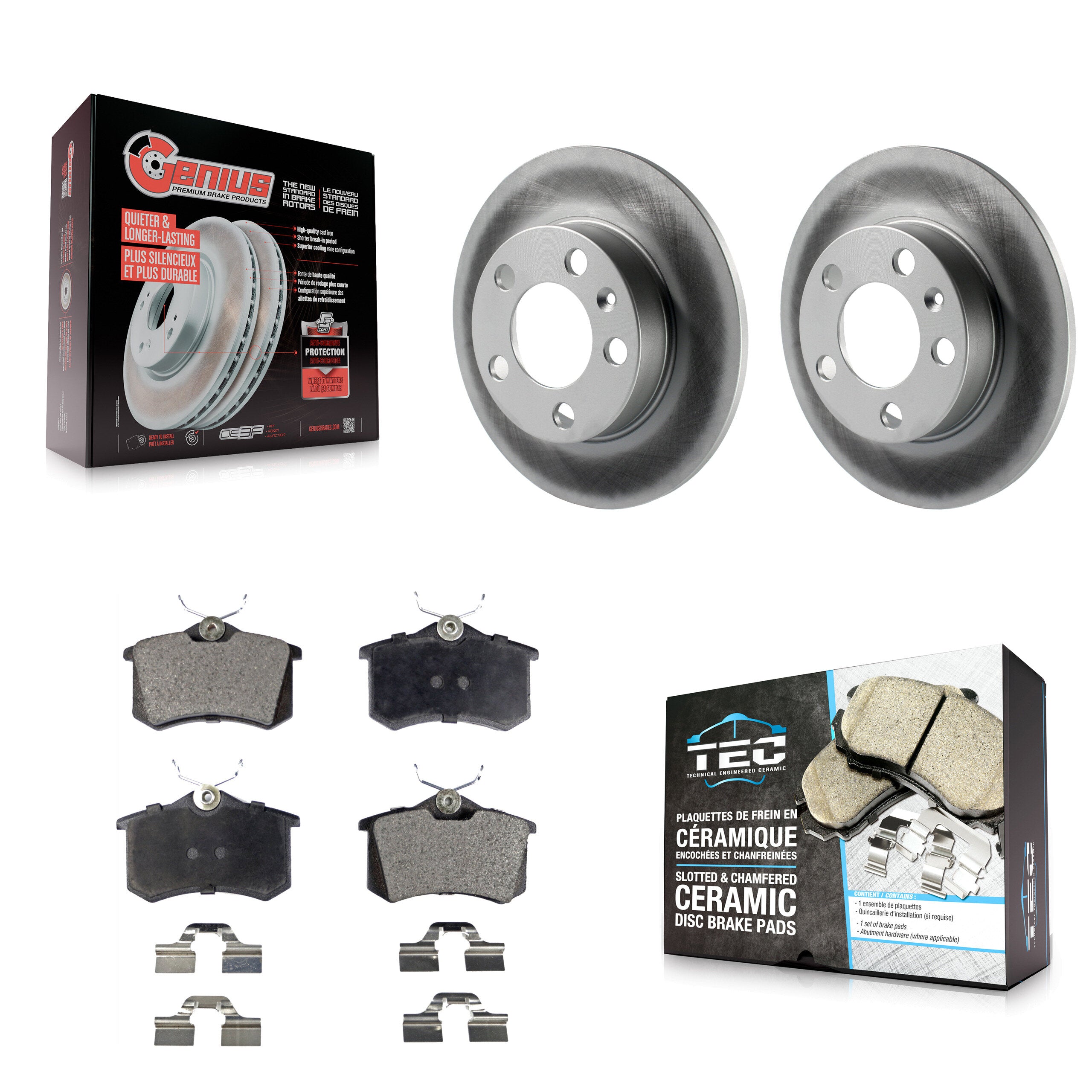 Rear Coated Disc Brake Rotors And Ceramic Pads Kit For 2007-2010 Volkswagen Beetle KGT-101450