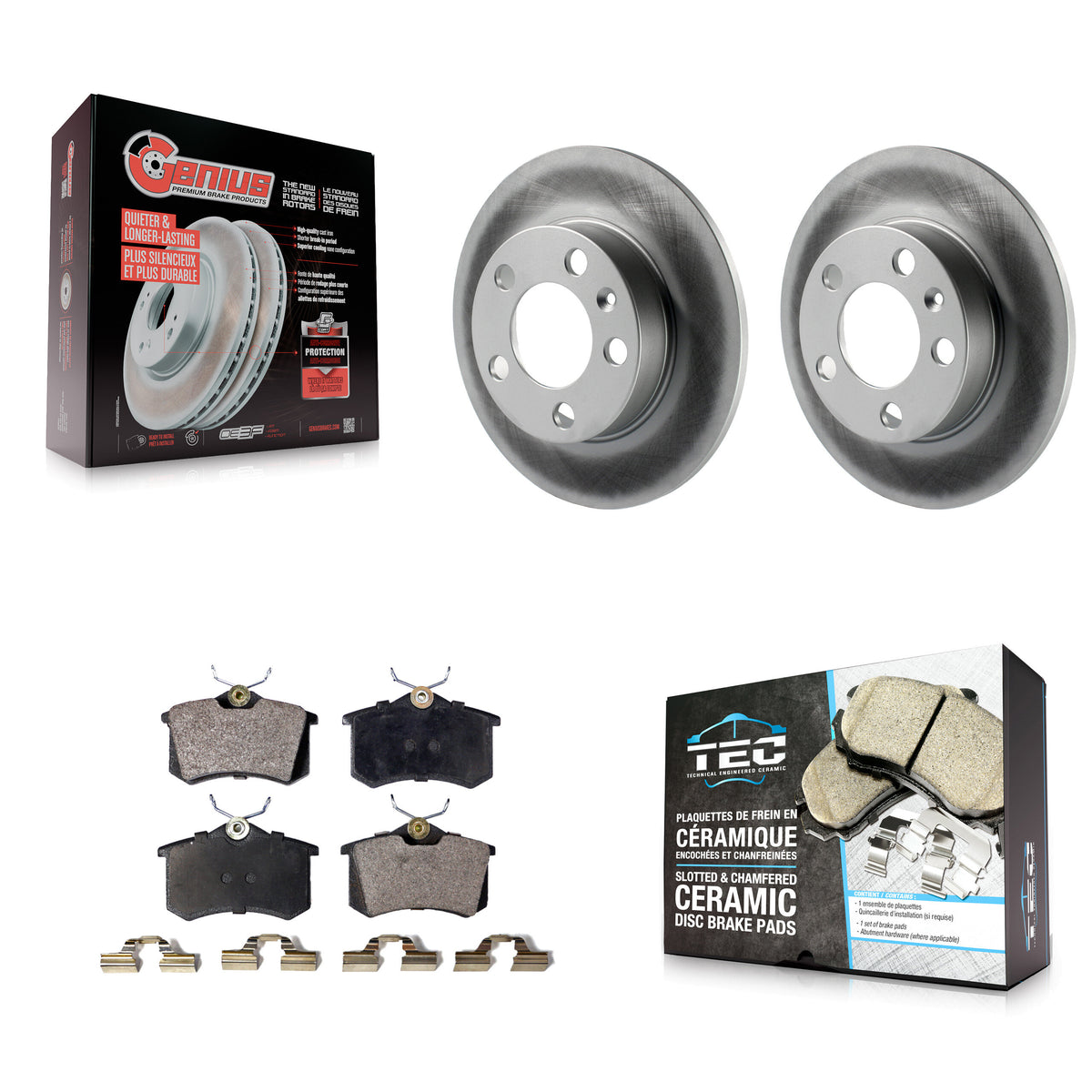 Rear Coat Disc Brake Rotors Ceramic Pad Kit For Volkswagen Jetta Golf City Beetle Audi TT KGT-101451