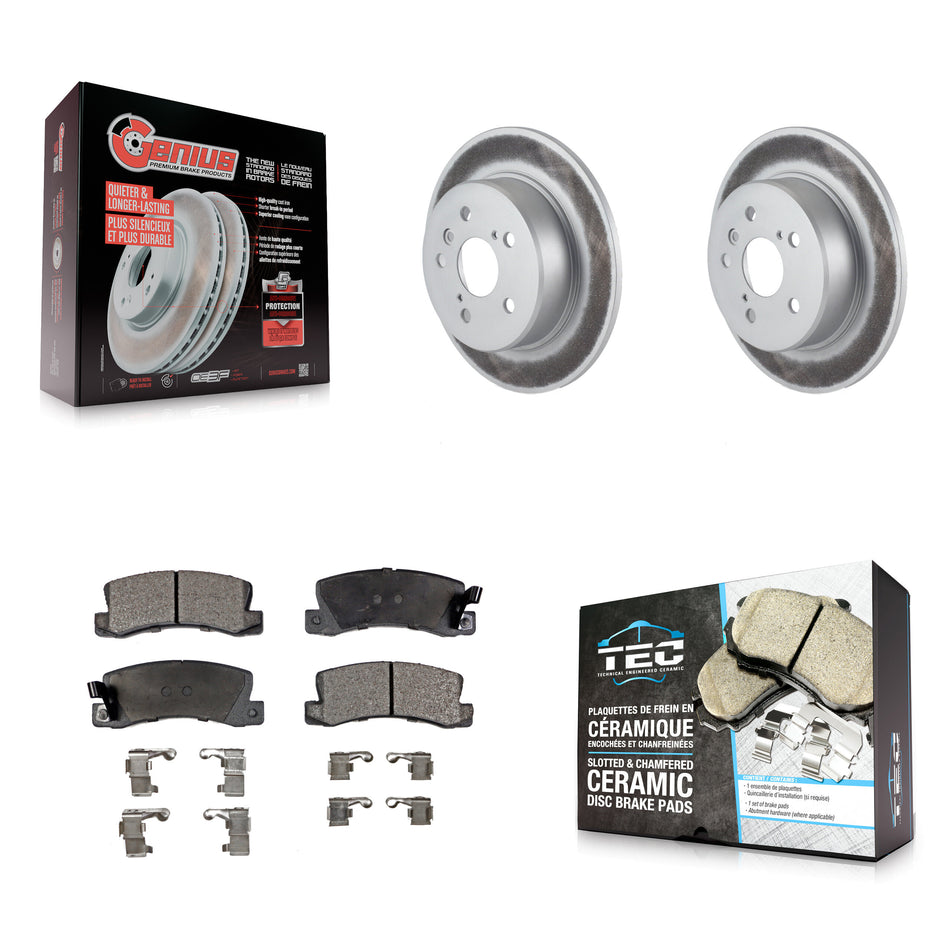 Rear Coated Disc Brake Rotors And Ceramic Pads Kit For 1999-2003 Lexus RX300 AWD KGT-101452