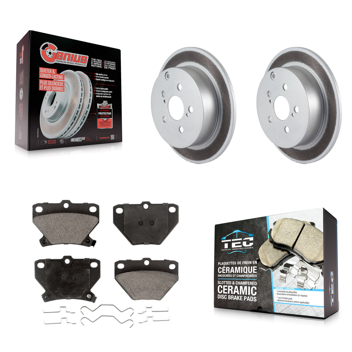 Rear Coat Disc Brake Rotors Ceramic Pad Kit For Toyota Matrix Corolla Pontiac Vibe Celica KGT-101455