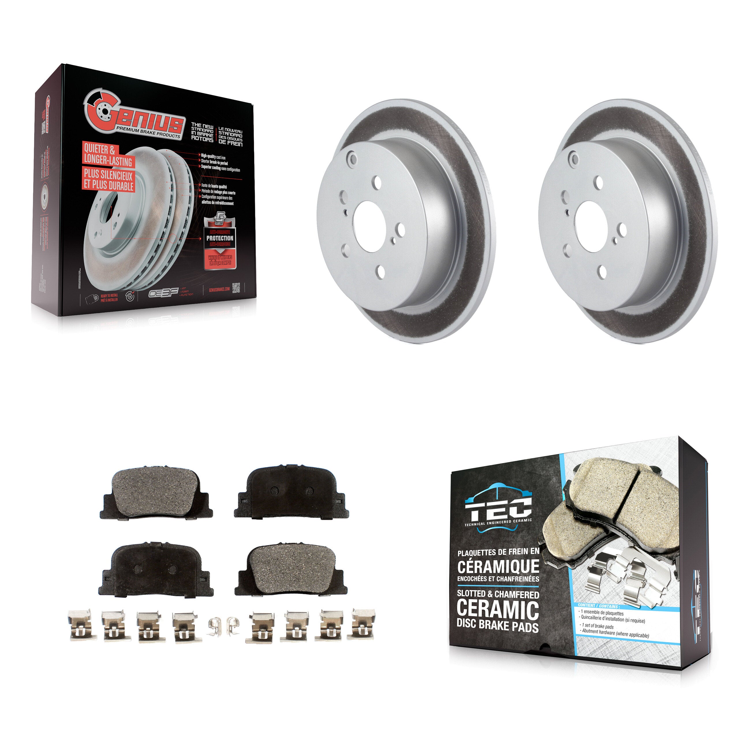 Rear Coated Disc Brake Rotors And Ceramic Pads Kit For 2005-2010 Scion tC KGT-101456