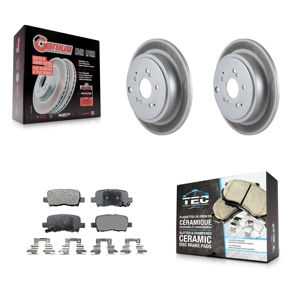 Rear Coated Disc Brake Rotors And Ceramic Pads Kit For Honda Pilot Acura MDX KGT-101461