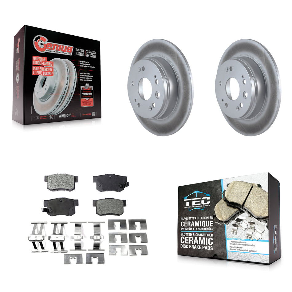Rear Coated Disc Brake Rotors And Ceramic Pads Kit For 2002-2004 Honda CR-V KGT-101465