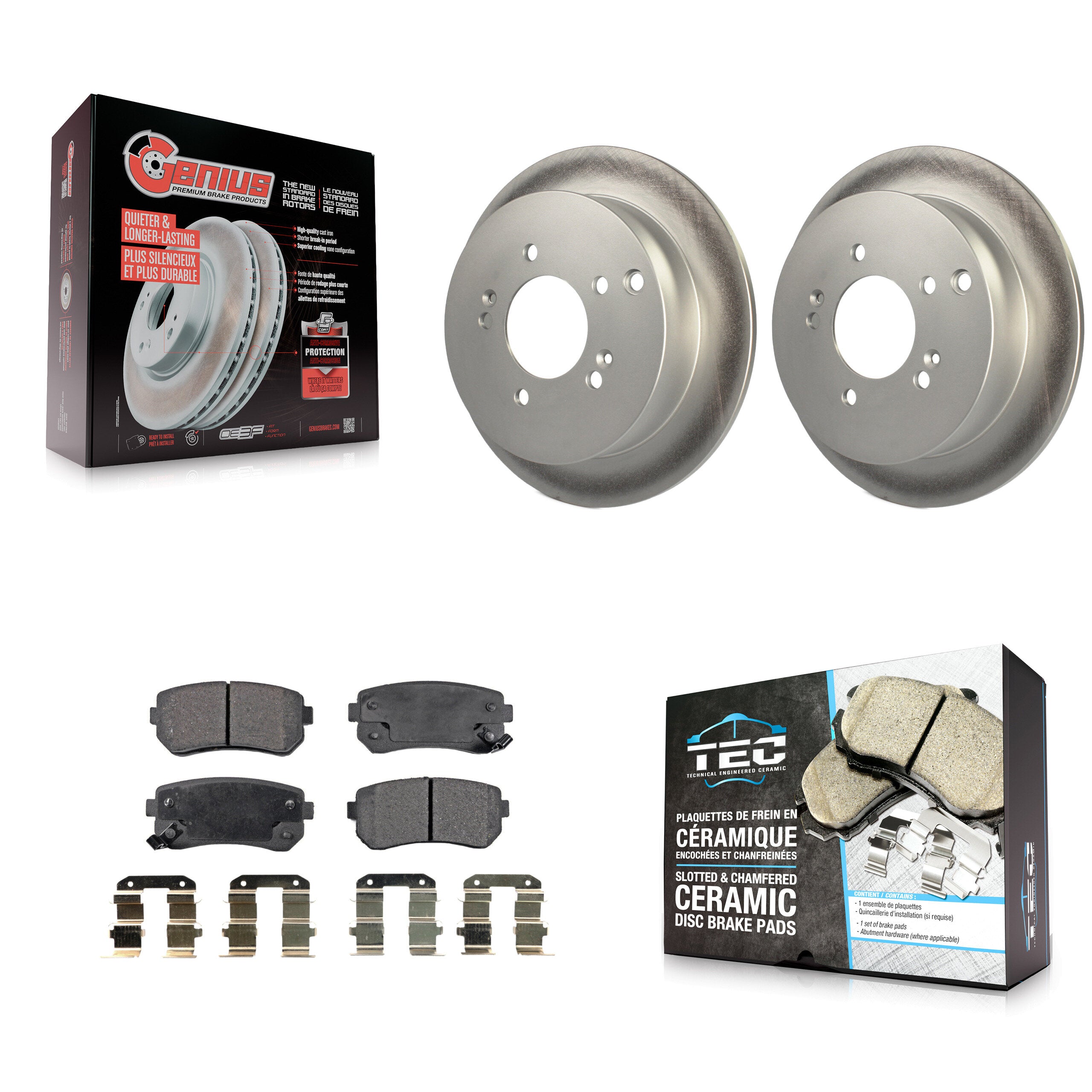 Rear Coated Disc Brake Rotors And Ceramic Pads Kit For Hyundai Tucson Kia Sportage AWD KGT-101469