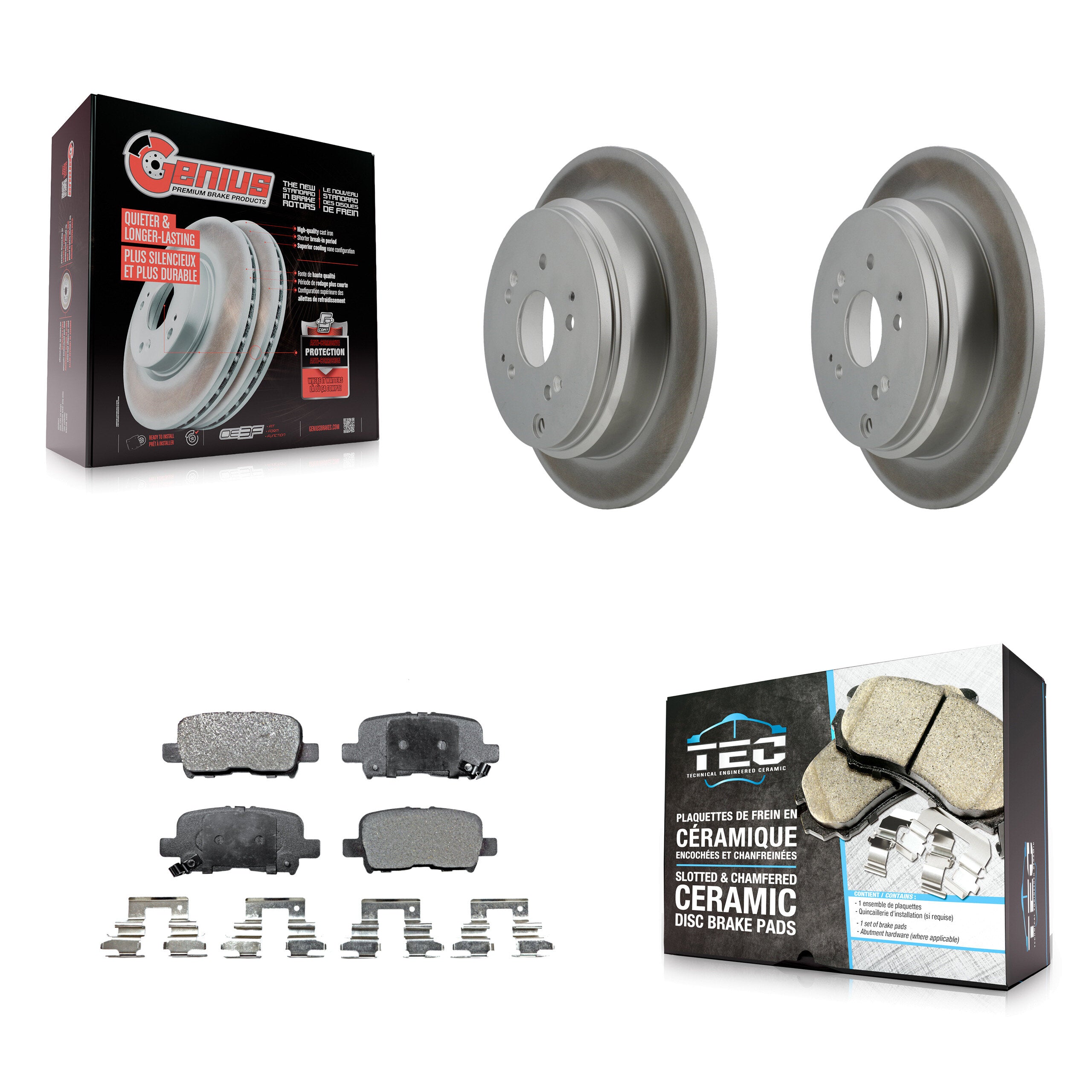 Rear Coated Disc Brake Rotors And Ceramic Pads Kit For 2002-2004 Honda Odyssey KGT-101471