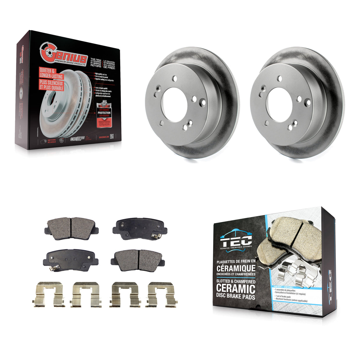Rear Coated Disc Brake Rotors And Ceramic Pads Kit For Hyundai Sonata 2.4L KGT-101472