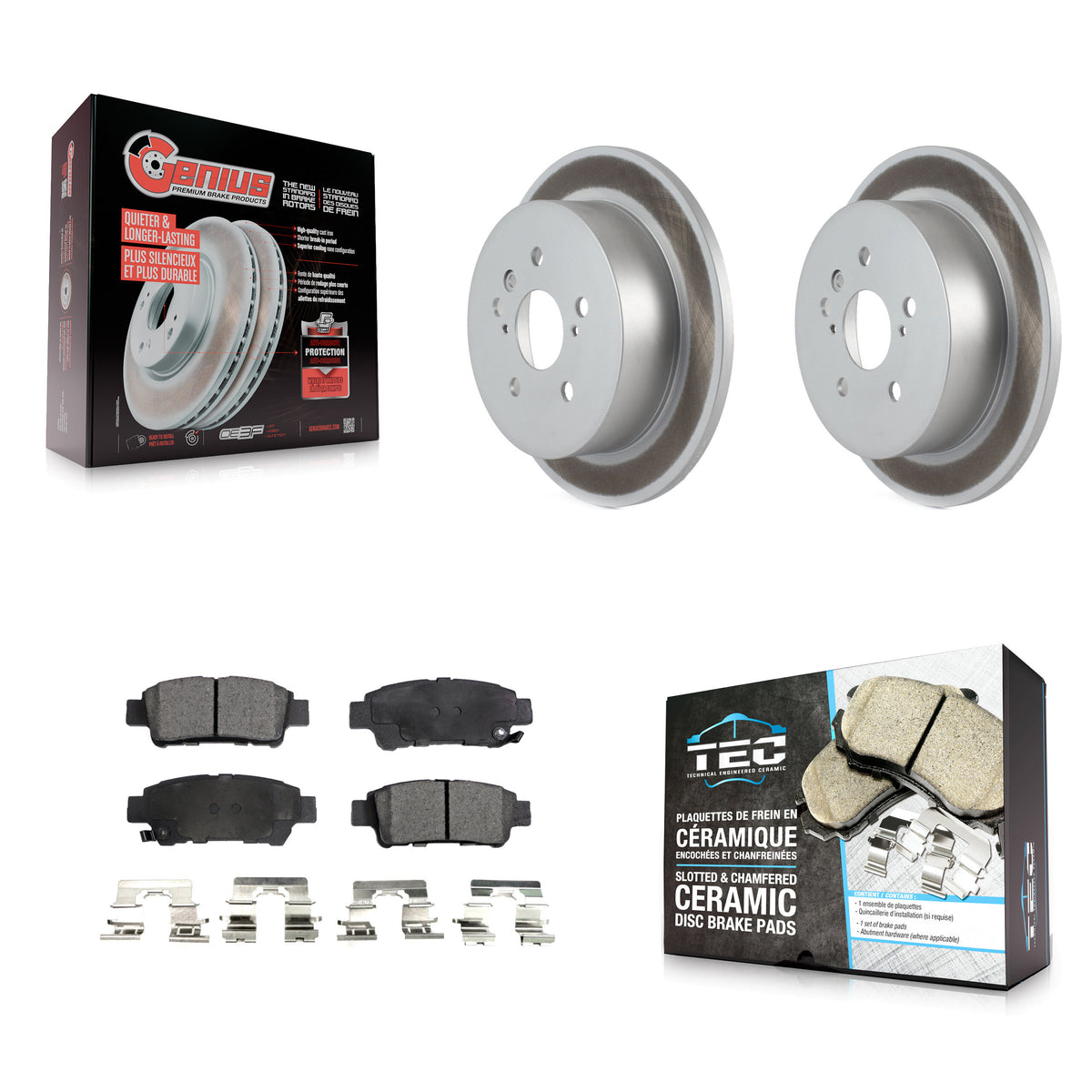 Rear Coated Disc Brake Rotors And Ceramic Pads Kit For 2004-2010 Toyota Sienna KGT-101491