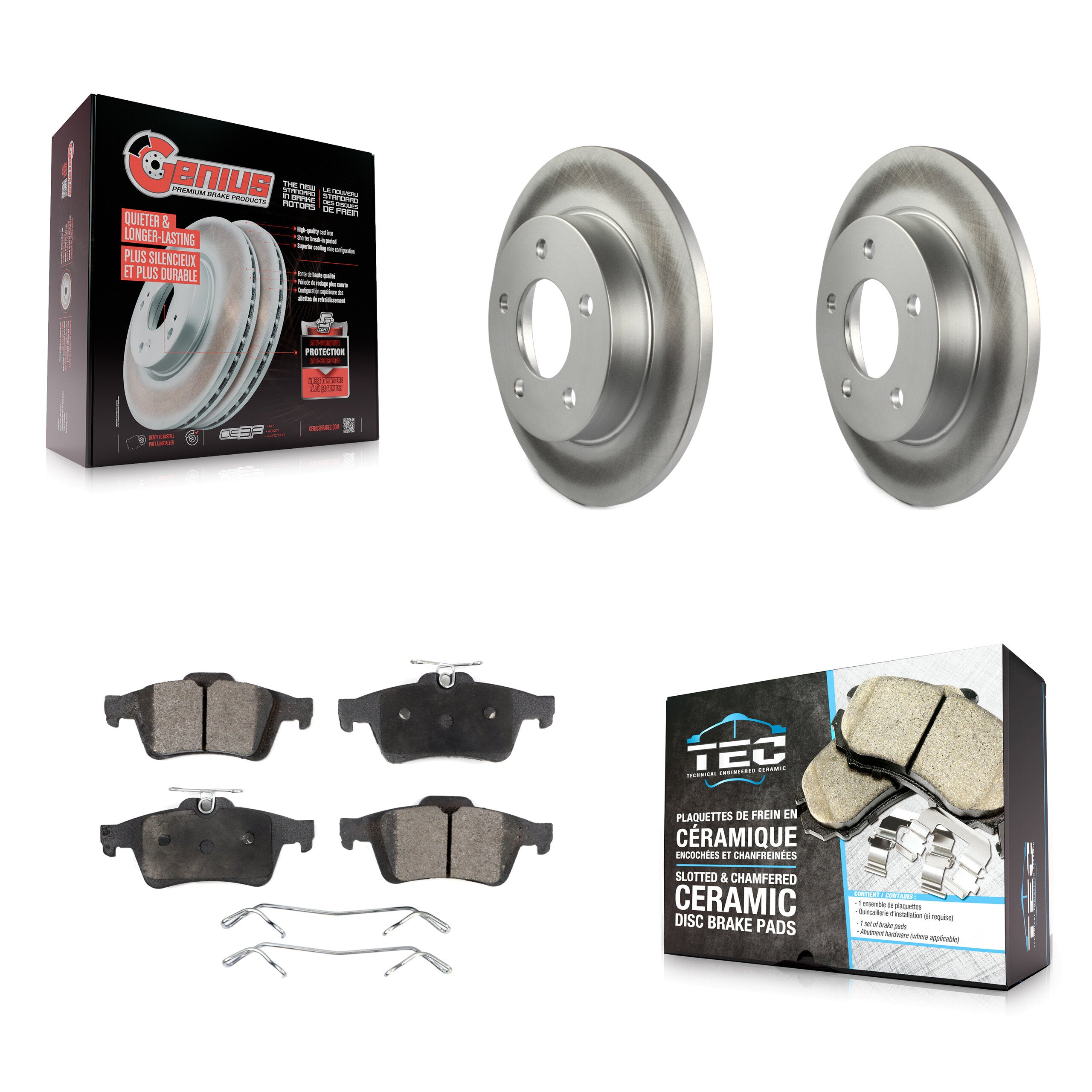 Rear Coated Disc Brake Rotors And Ceramic Pads Kit For Mazda 3 Sport KGT-101497