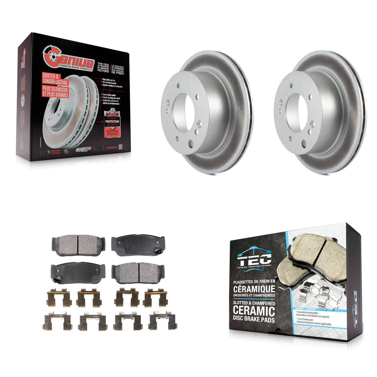 Rear Coated Disc Brake Rotors And Ceramic Pads Kit For 2003-2006 Kia Sorento KGT-101503