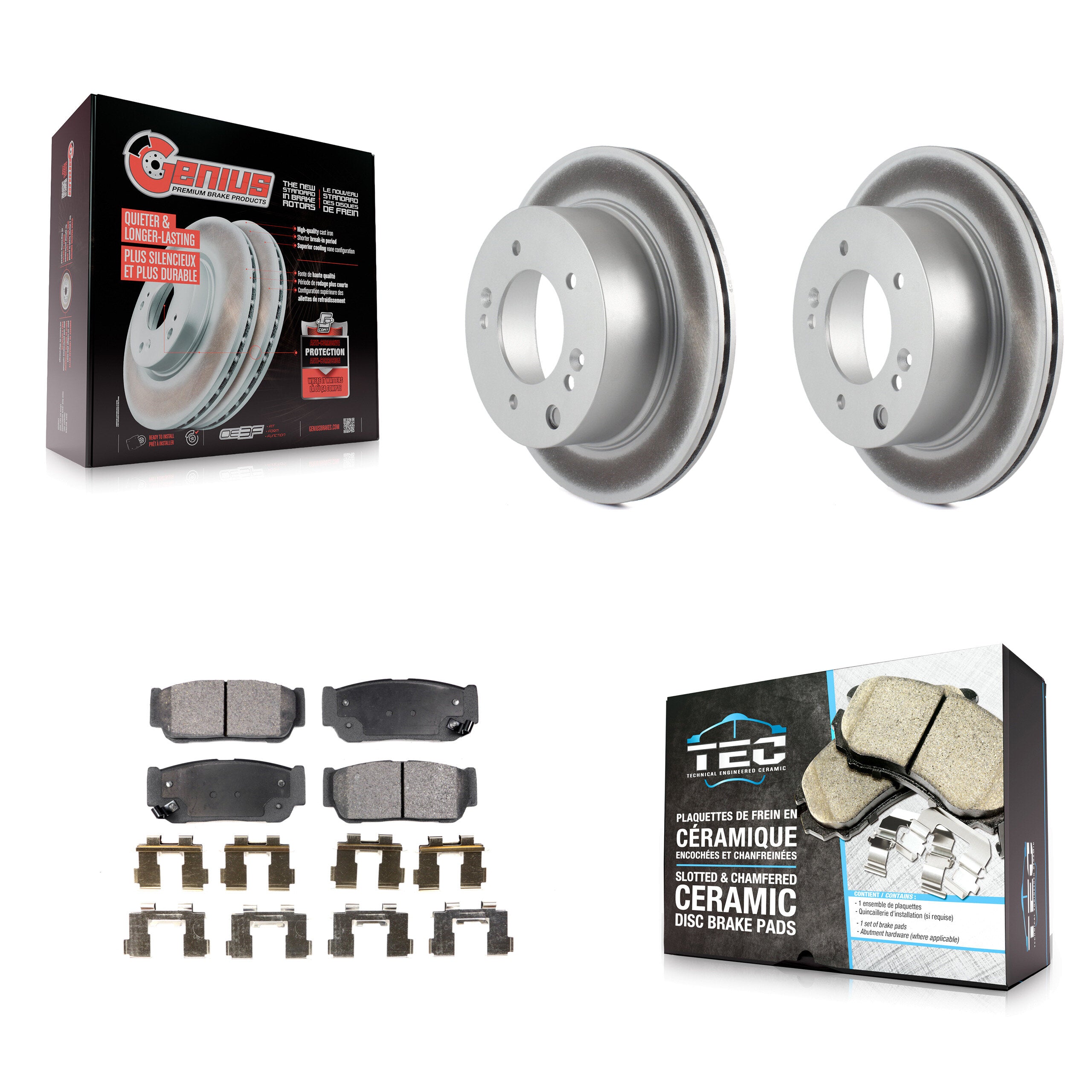 Rear Coated Disc Brake Rotors And Ceramic Pads Kit For 2003-2006 Kia Sorento KGT-101503