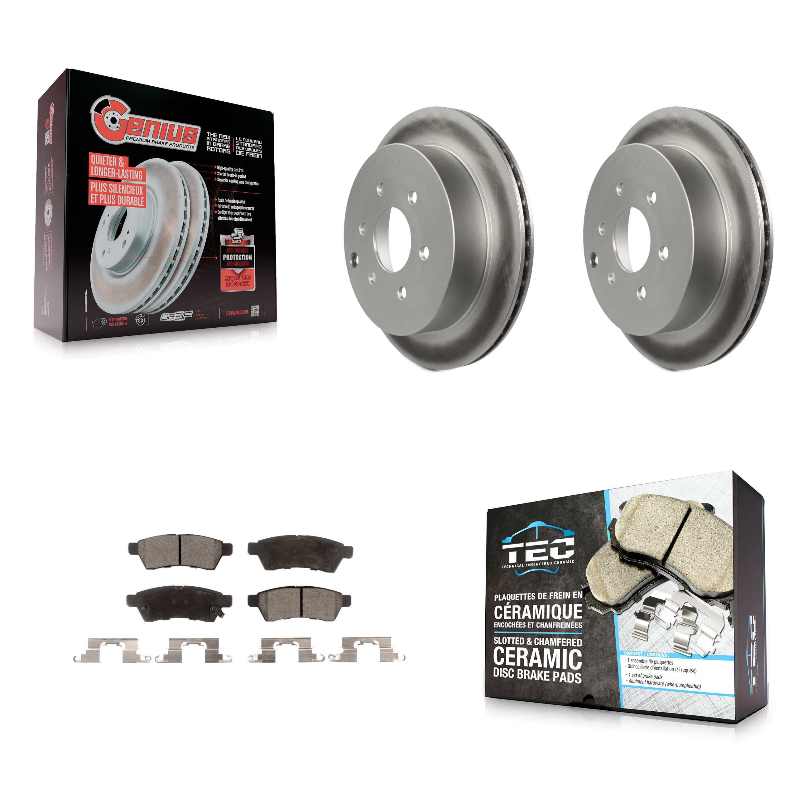 Rear Coated Disc Brake Rotors & Ceramic Pad Kit For Nissan Frontier Xterra Suzuki Equator KGT-101517