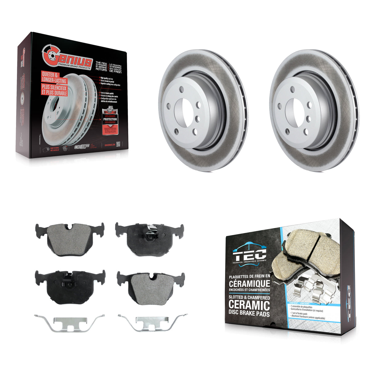 Rear Coated Disc Brake Rotors And Ceramic Pads Kit For 2004-2010 BMW X3 KGT-101522
