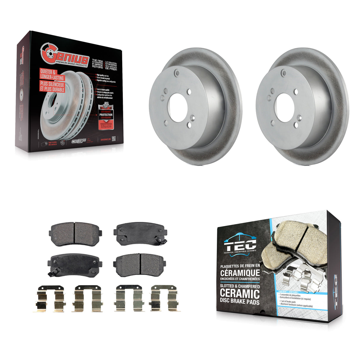 Rear Coated Disc Brake Rotors & Ceramic Pad Kit For 2006-2010 Hyundai Accent Kia Rio5 Rio KGT-101526