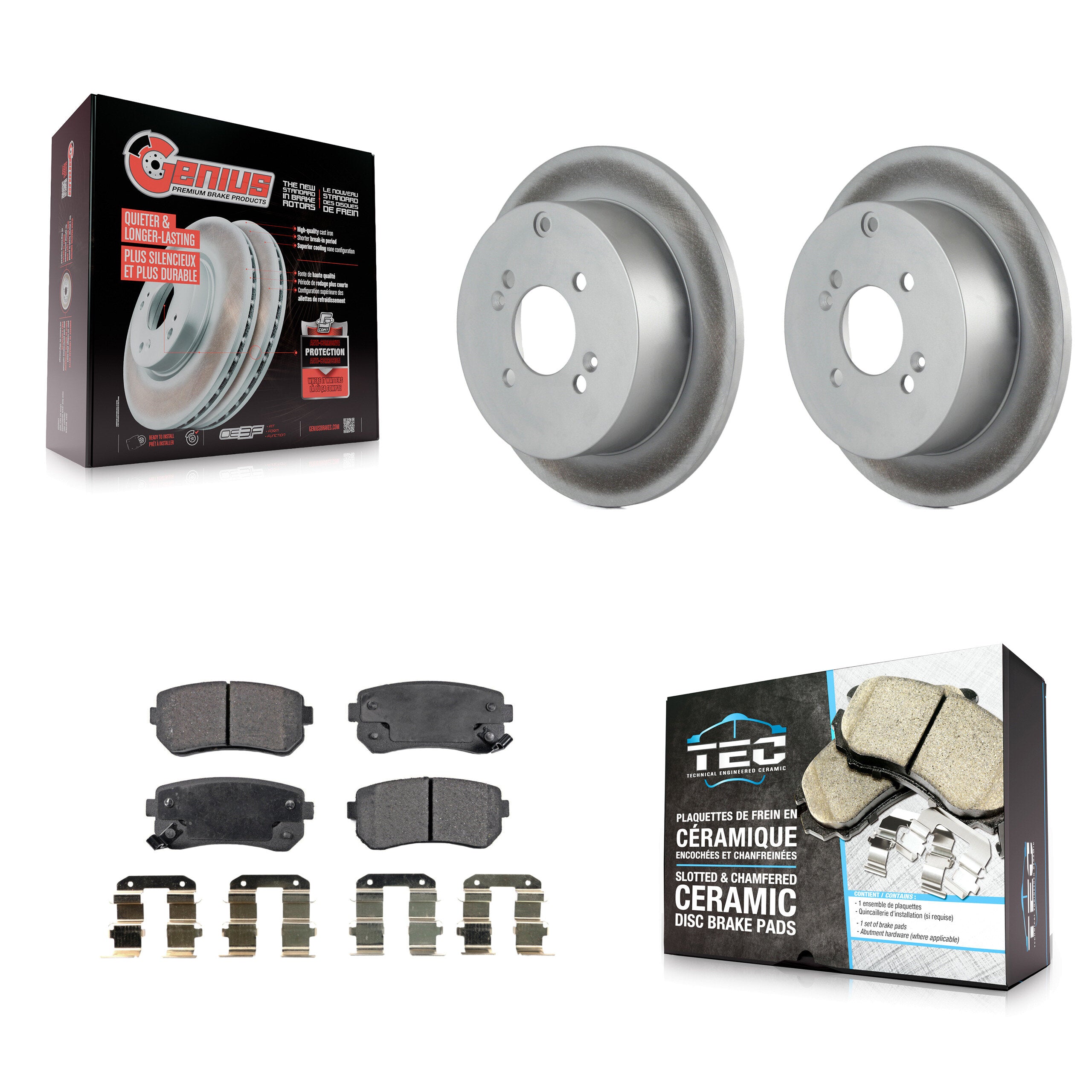 Rear Coated Disc Brake Rotors & Ceramic Pad Kit For 2006-2010 Hyundai Accent Kia Rio5 Rio KGT-101526