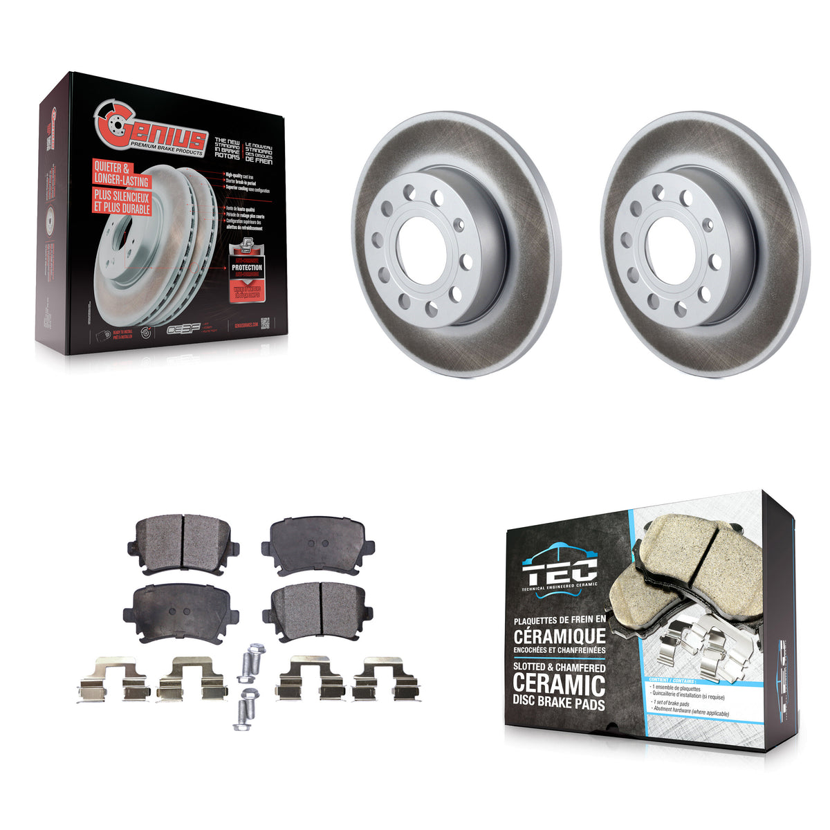 Rear Coated Disc Brake Rotors Ceramic Pad Kit For Volkswagen Jetta Rabbit Audi A3 Quattro KGT-101530