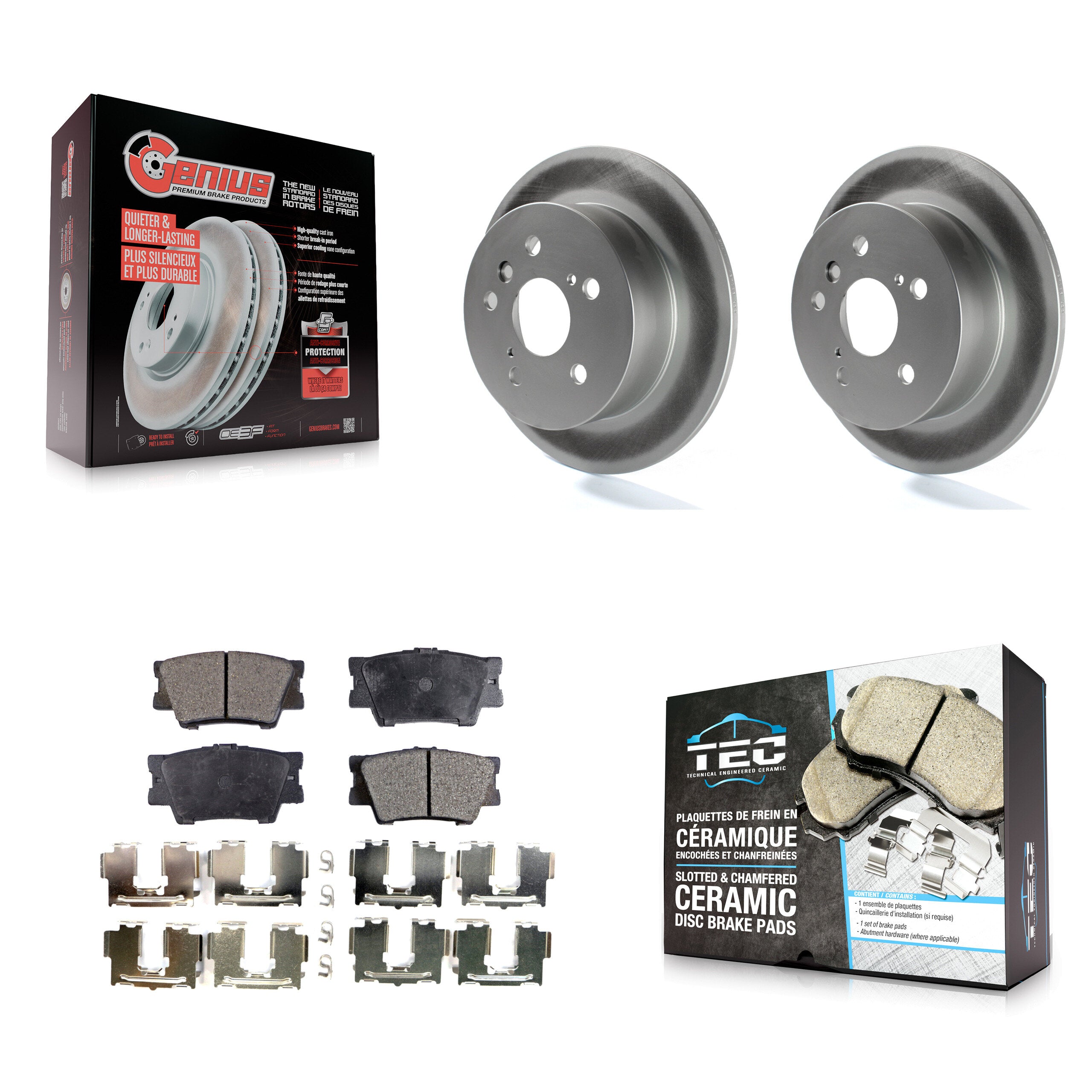 Rear Coated Disc Brake Rotors And Ceramic Pads Kit For Toyota Camry Lexus ES350 Avalon KGT-101538
