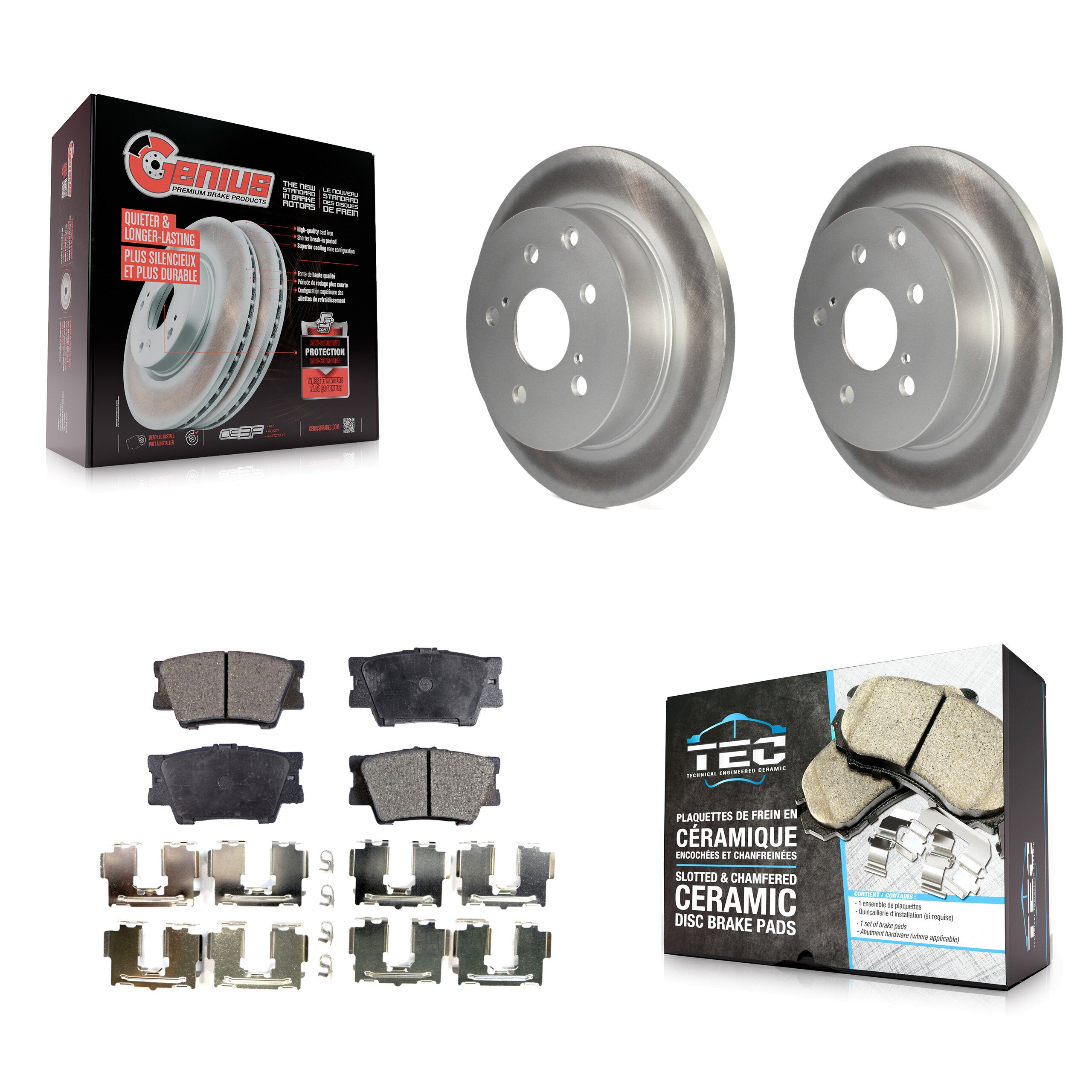 Rear Coated Disc Brake Rotors And Ceramic Pads Kit For Toyota RAV4 Lexus HS250h KGT-101544