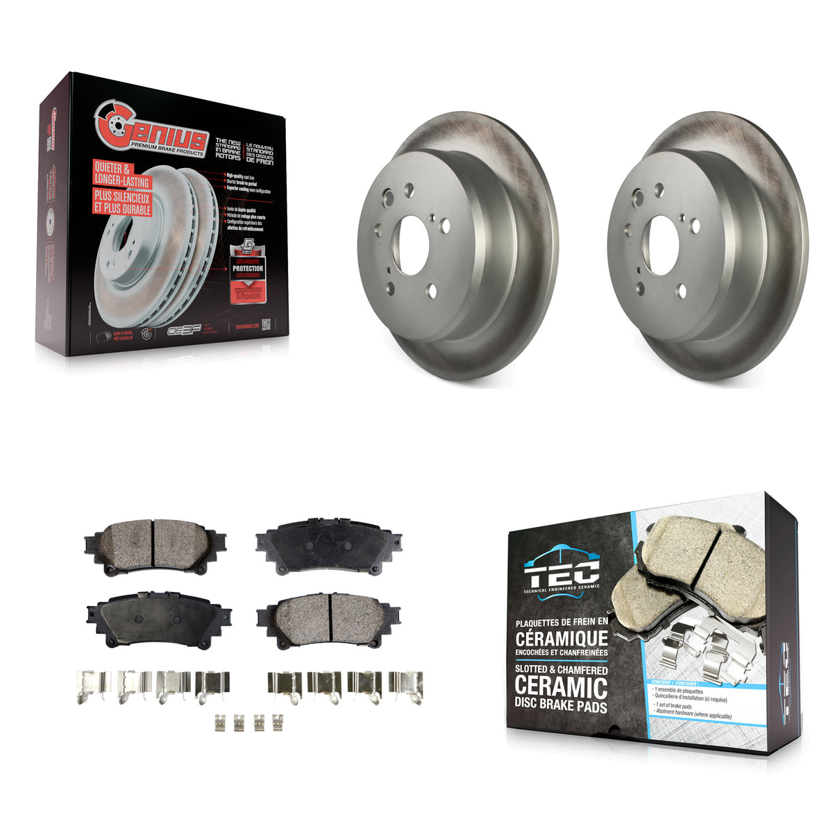 Rear Coated Disc Brake Rotors And Ceramic Pads Kit For Lexus IS250 KGT-101549