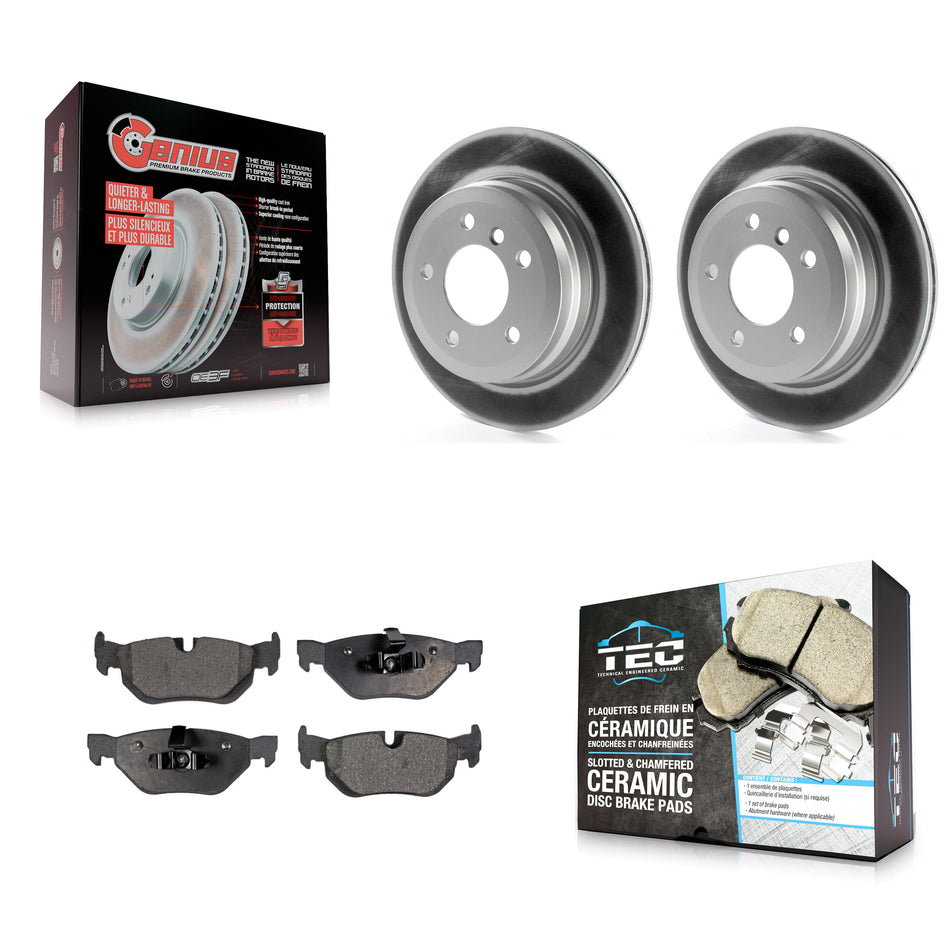 Rear Coated Disc Brake Rotors And Ceramic Pads Kit For BMW 328i xDrive X1 328xi 325xi KGT-101552