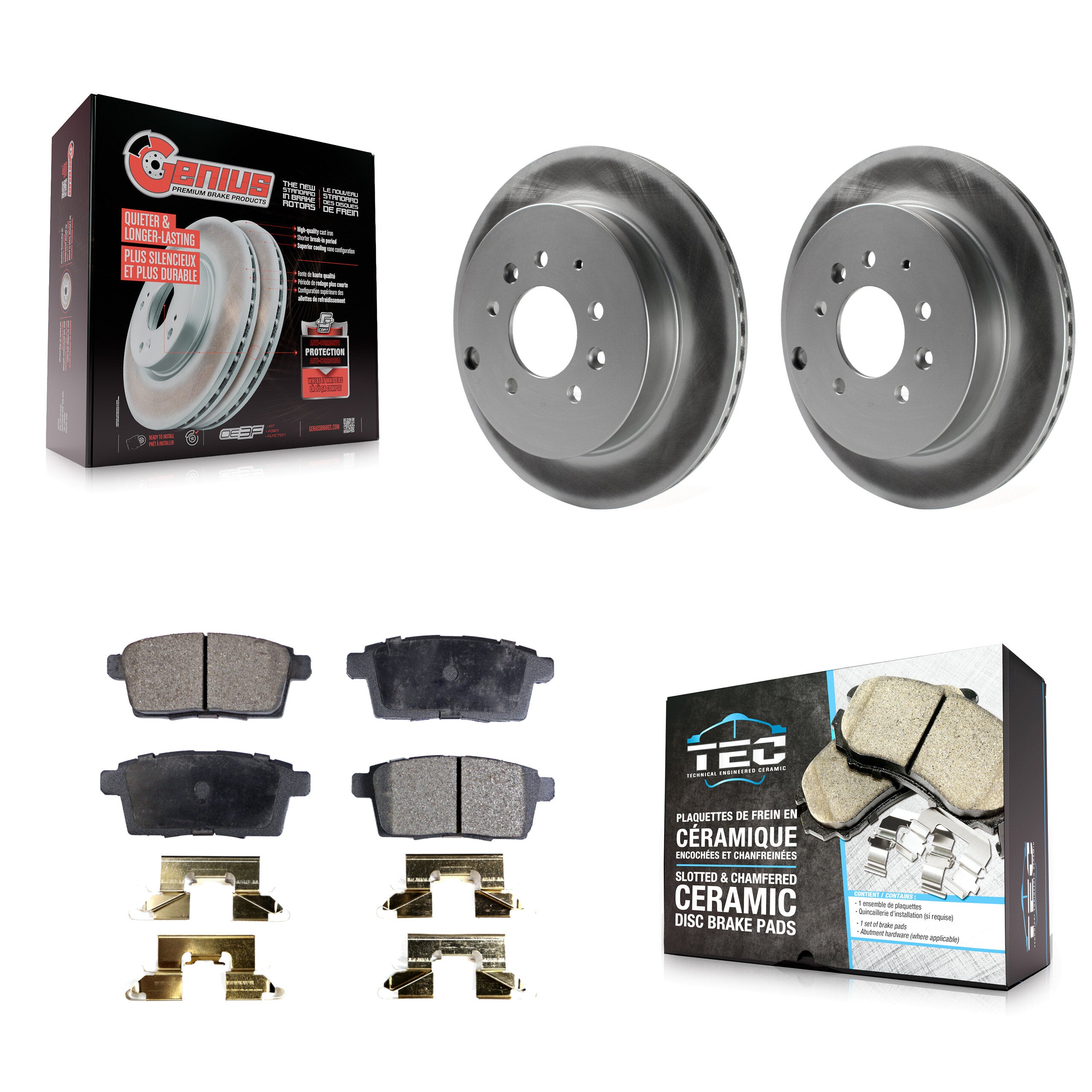 Rear Coated Disc Brake Rotors And Ceramic Pads Kit For Ford Edge Mazda CX-7 Lincoln MKX KGT-101557