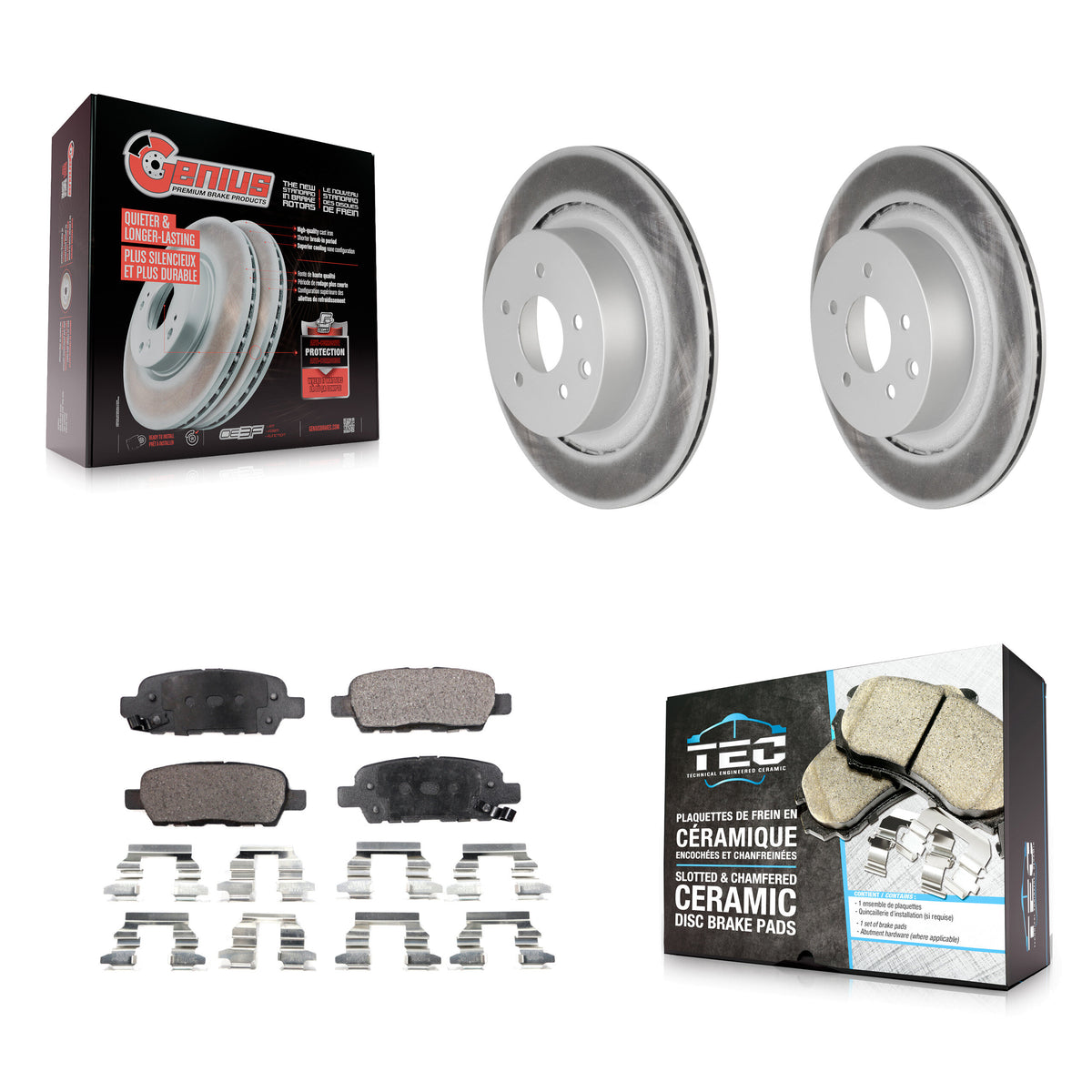 Rear Coated Brake Rotor & Ceramic Pad Kit For INFINITI G35 Q60 With Single Piston Caliper KGT-101561