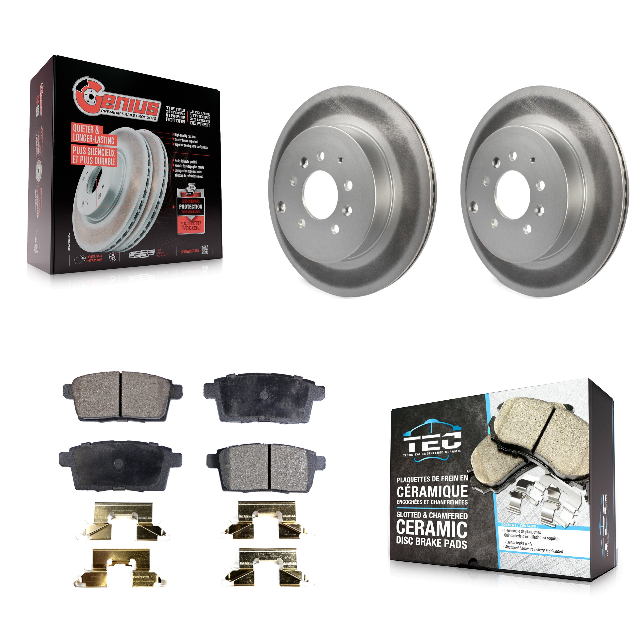 Rear Coated Disc Brake Rotors And Ceramic Pads Kit For 2007-2015 Mazda CX-9 KGT-101564