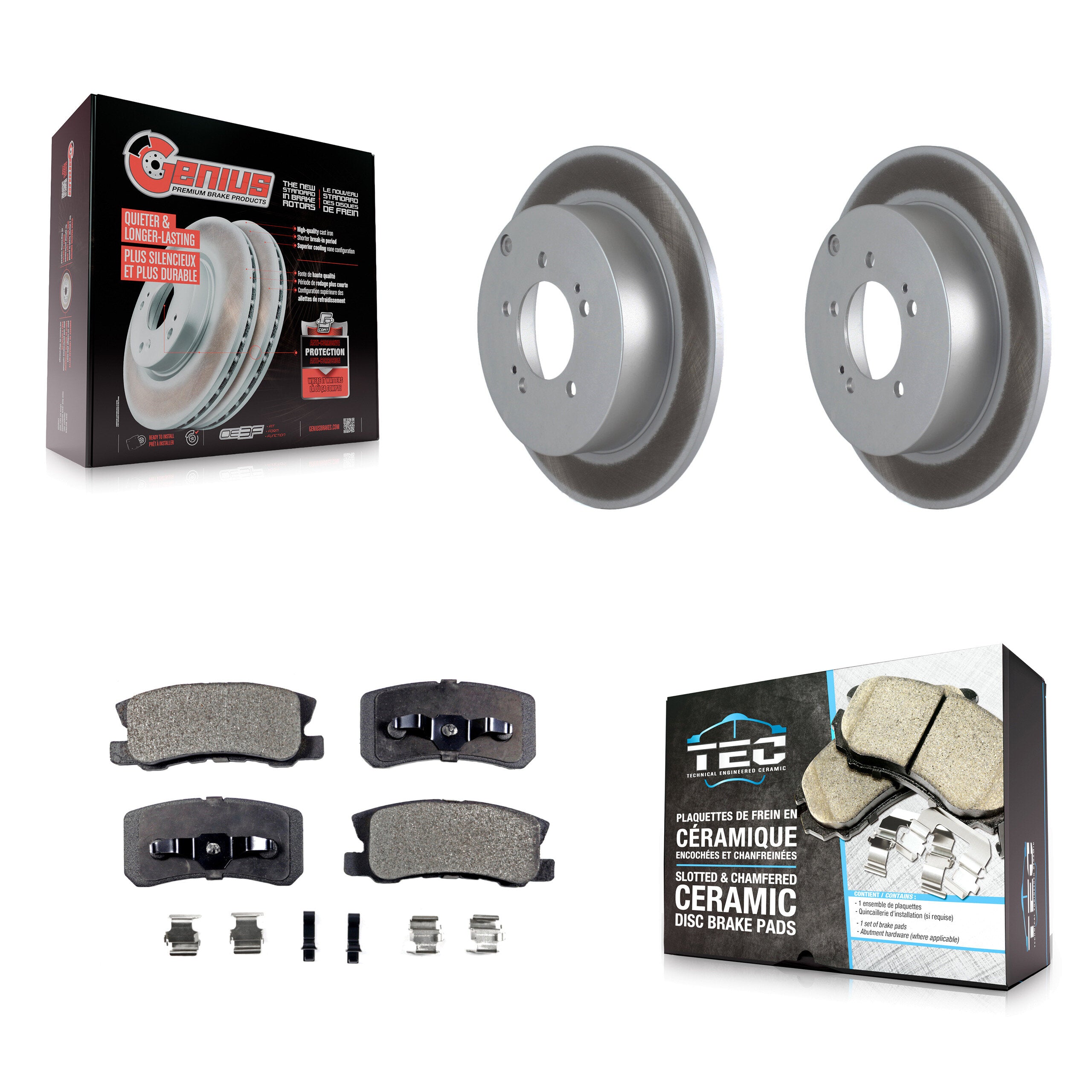 Rear Coated Disc Brake Rotors And Ceramic Pads Kit For Mitsubishi Lancer Outlander KGT-101569