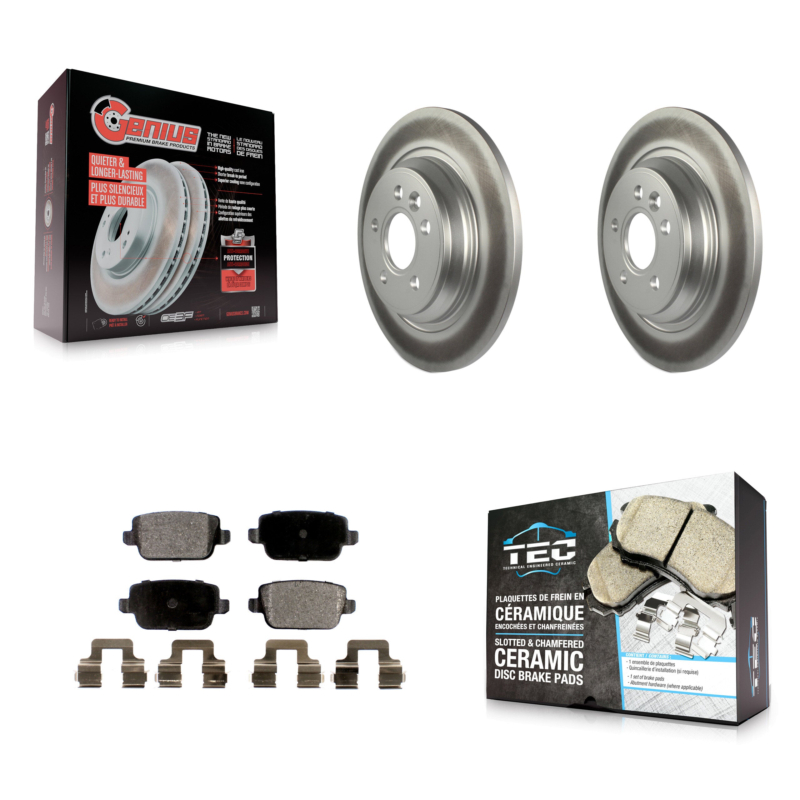 Rear Coat Brake Rotor Ceramic Pad Kit For 08-11 Volvo S80 FWD With Electric Parking KGT-101574